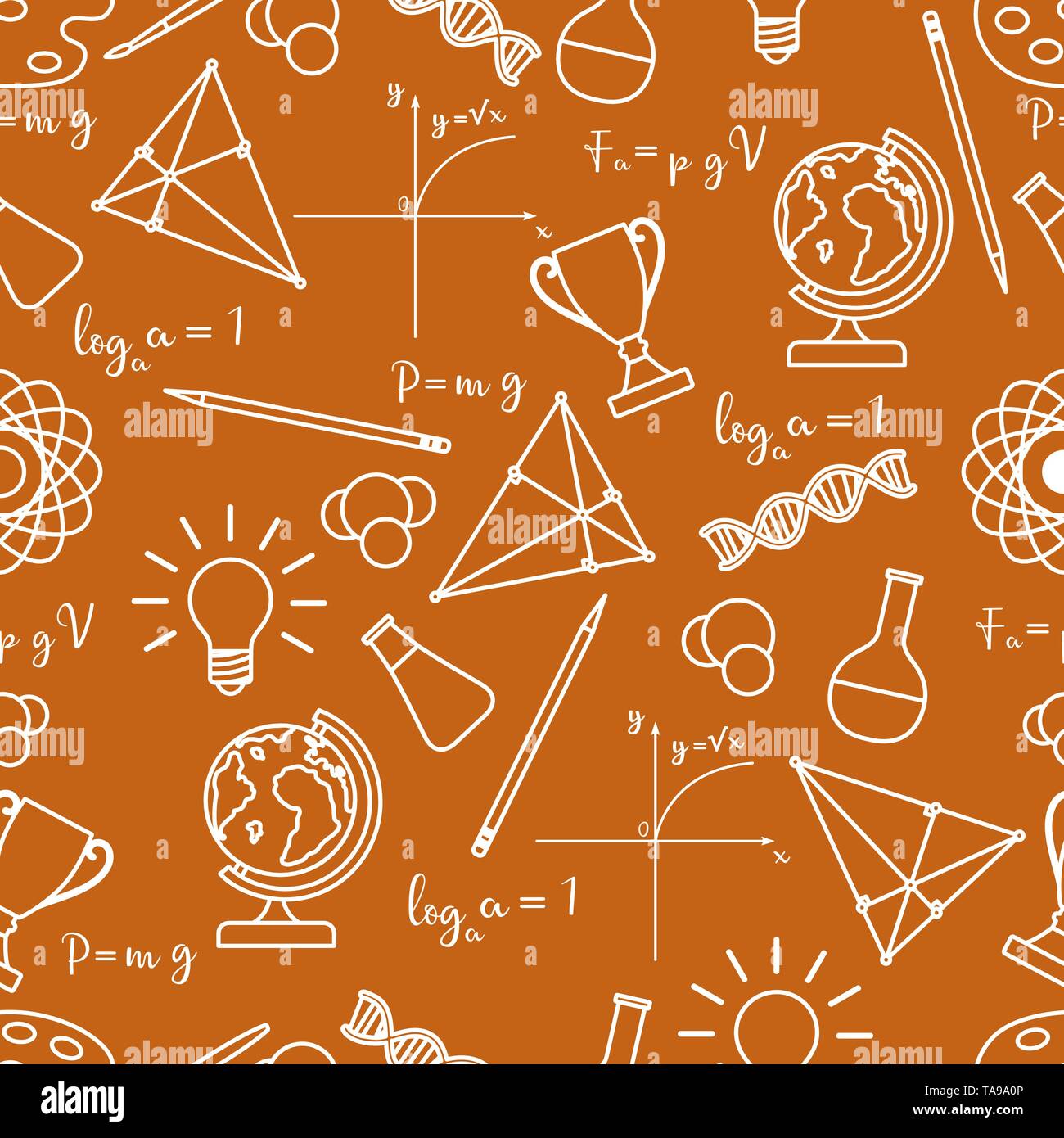 Vector seamless pattern with scientific, education elements: globe ...