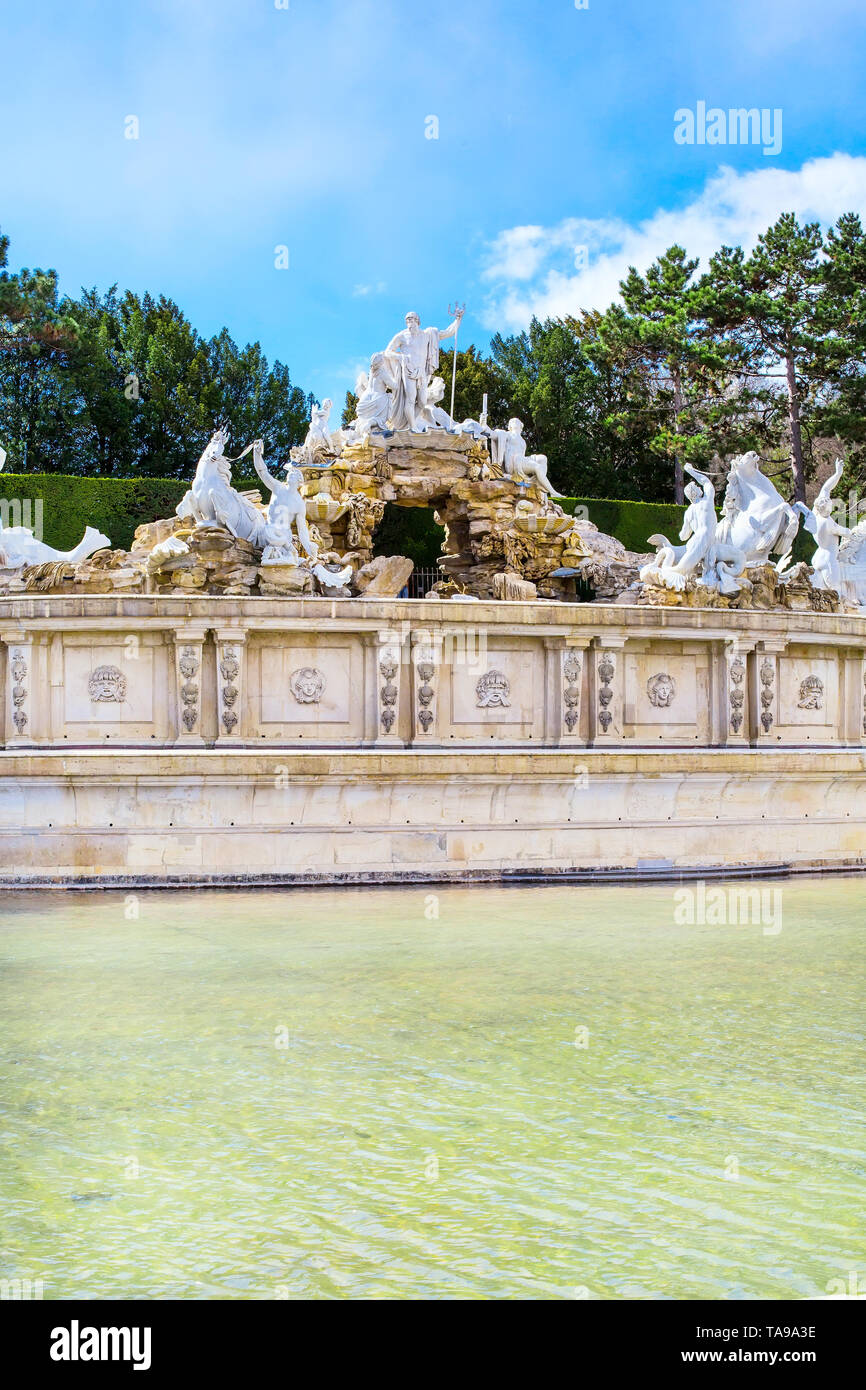 Neptune Fountain at the Schonbrunn park, Vienna, Austria Stock Photo