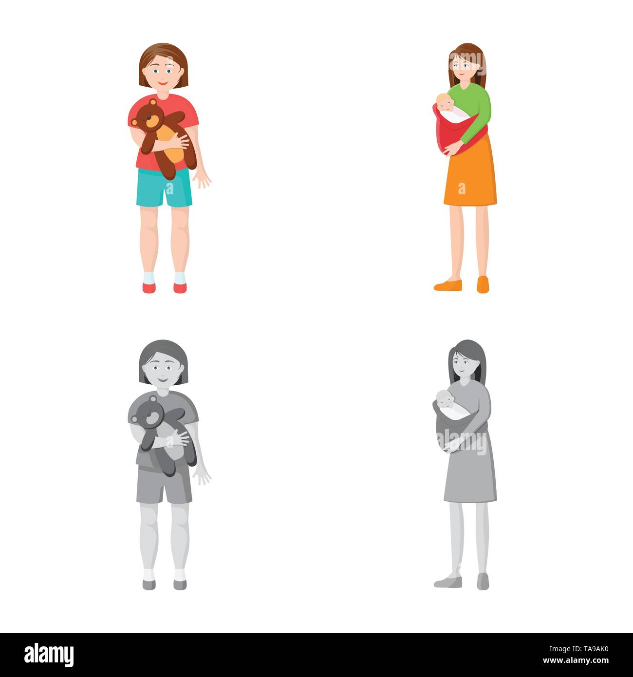 Isolated object of character and avatar sign. Collection of character ...