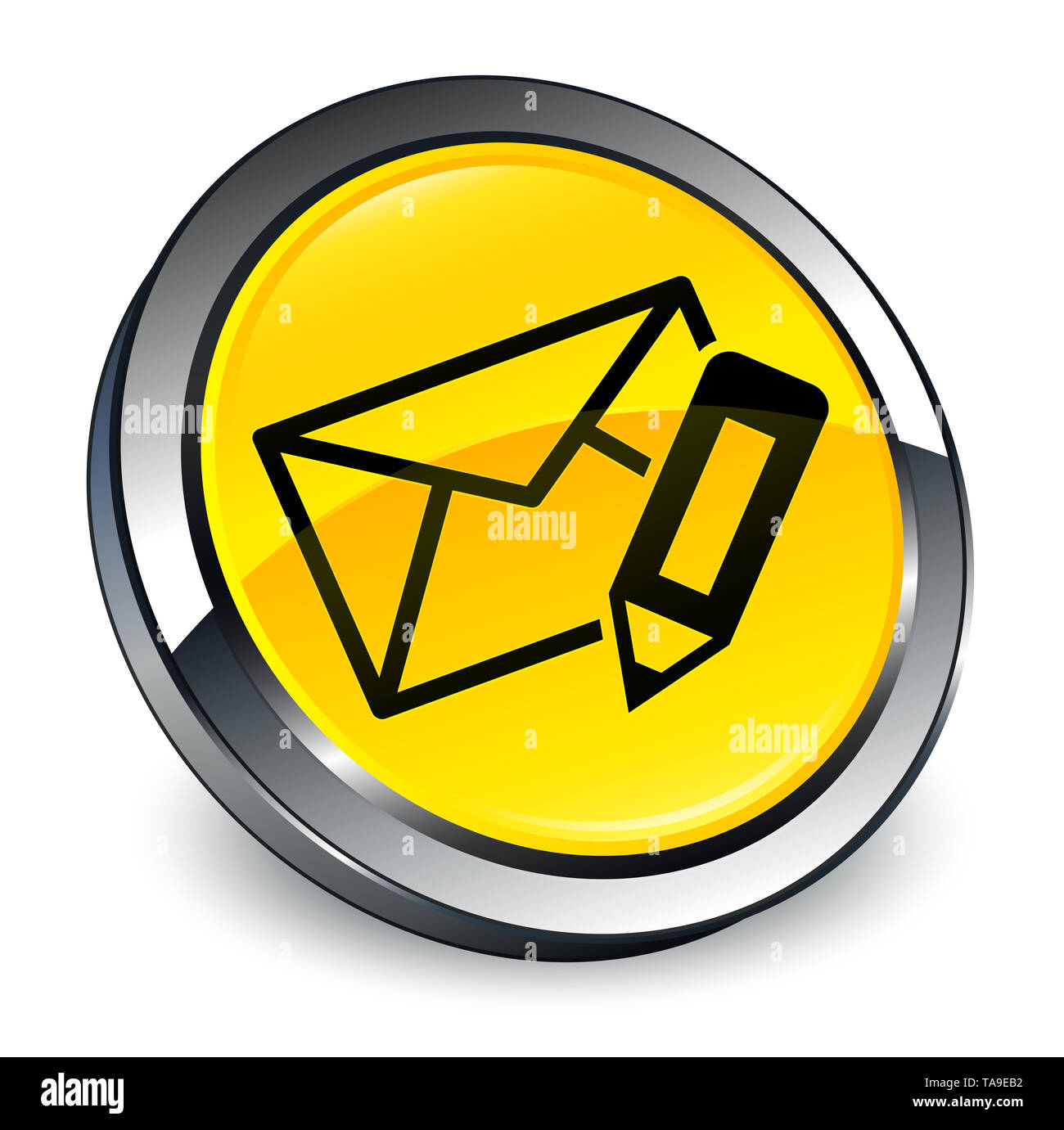 Edit email icon isolated on 3d yellow round button abstract ...