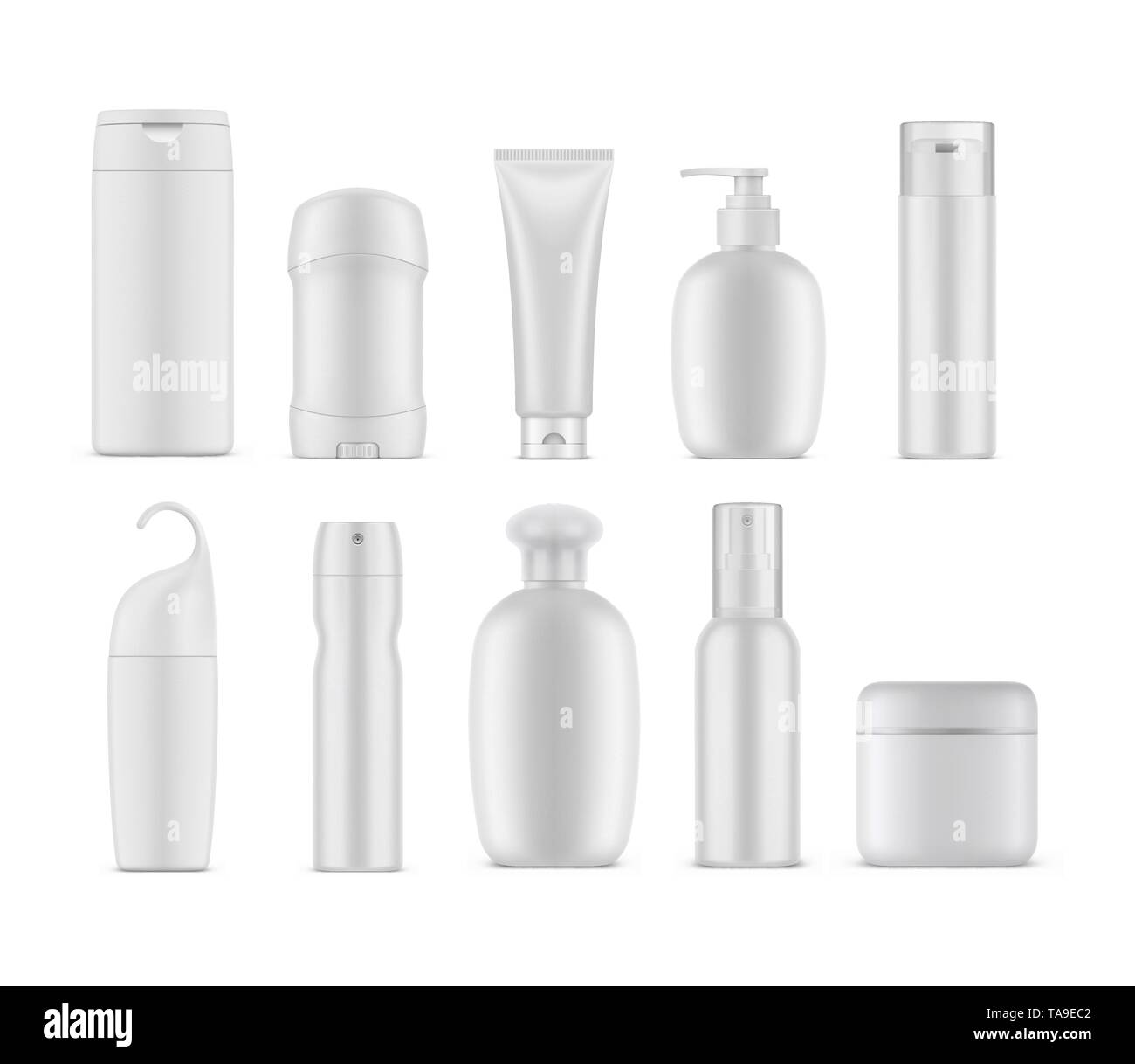 Set of isolated cosmetic or perfume containers Stock Vector