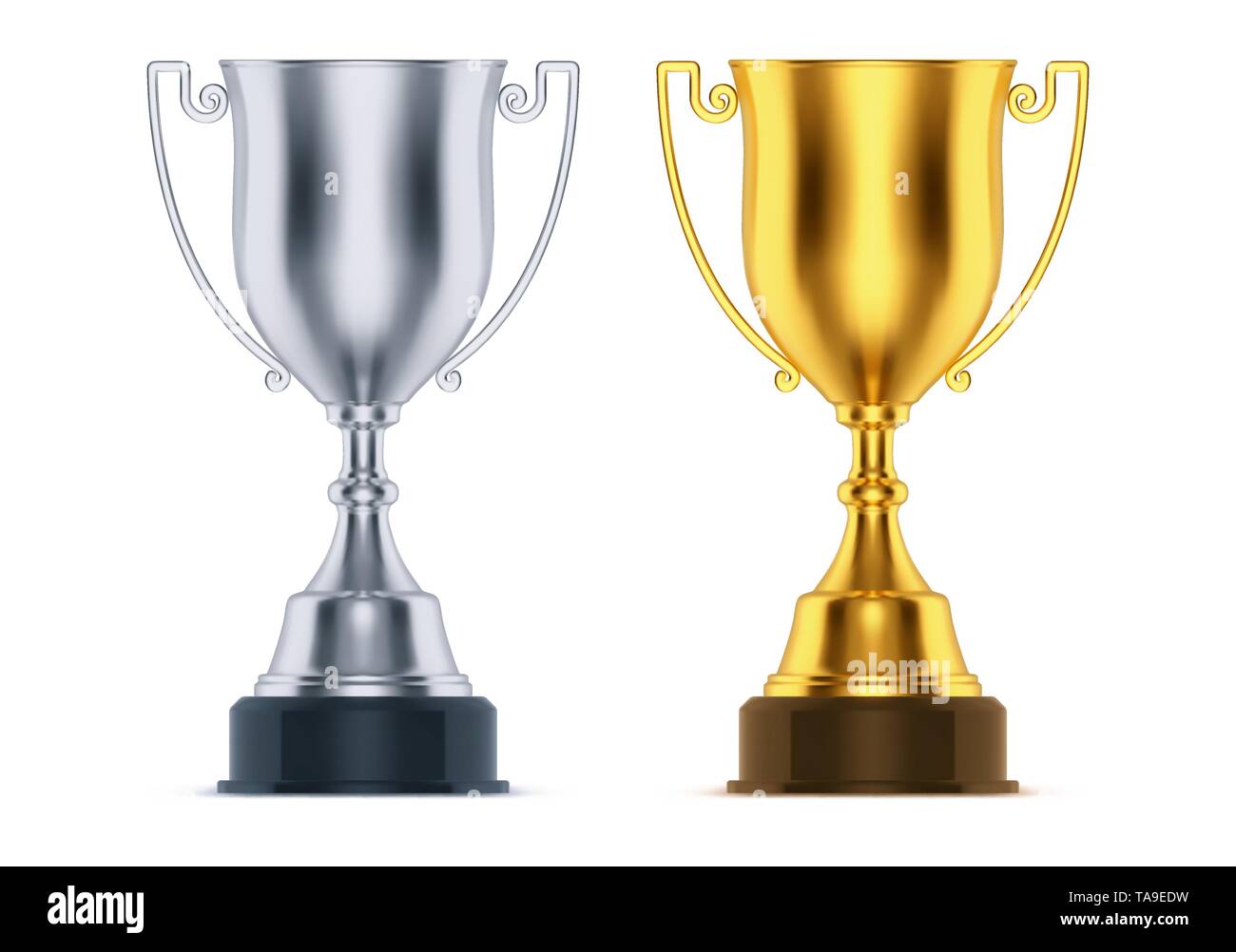 Cups for first, second place at sport competition Stock Vector