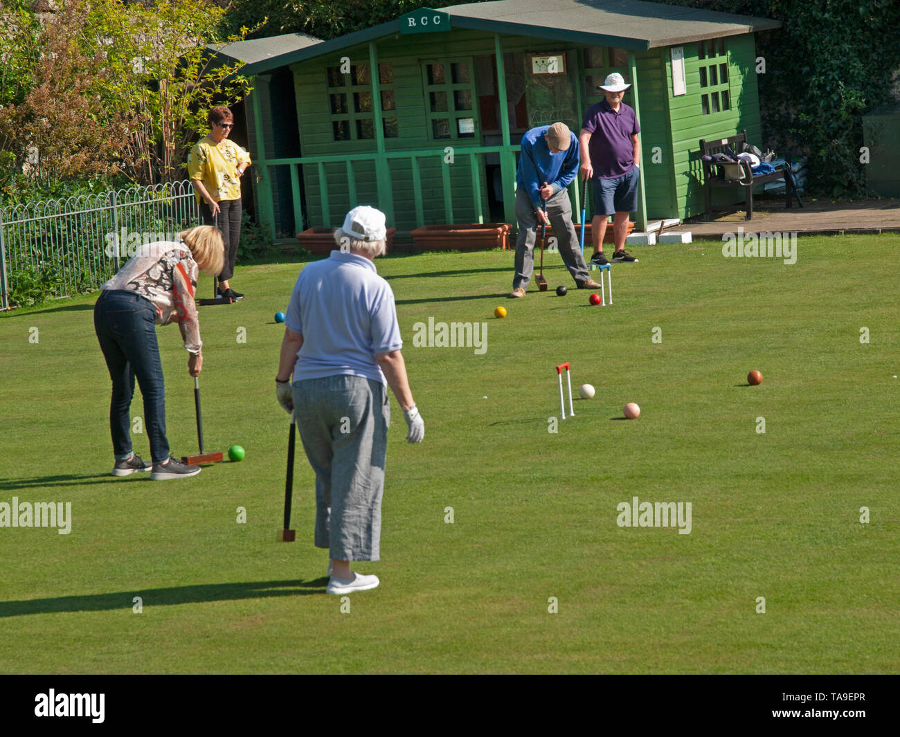 Croquet in the pretty village of Rottingdean Stock Photo Alamy