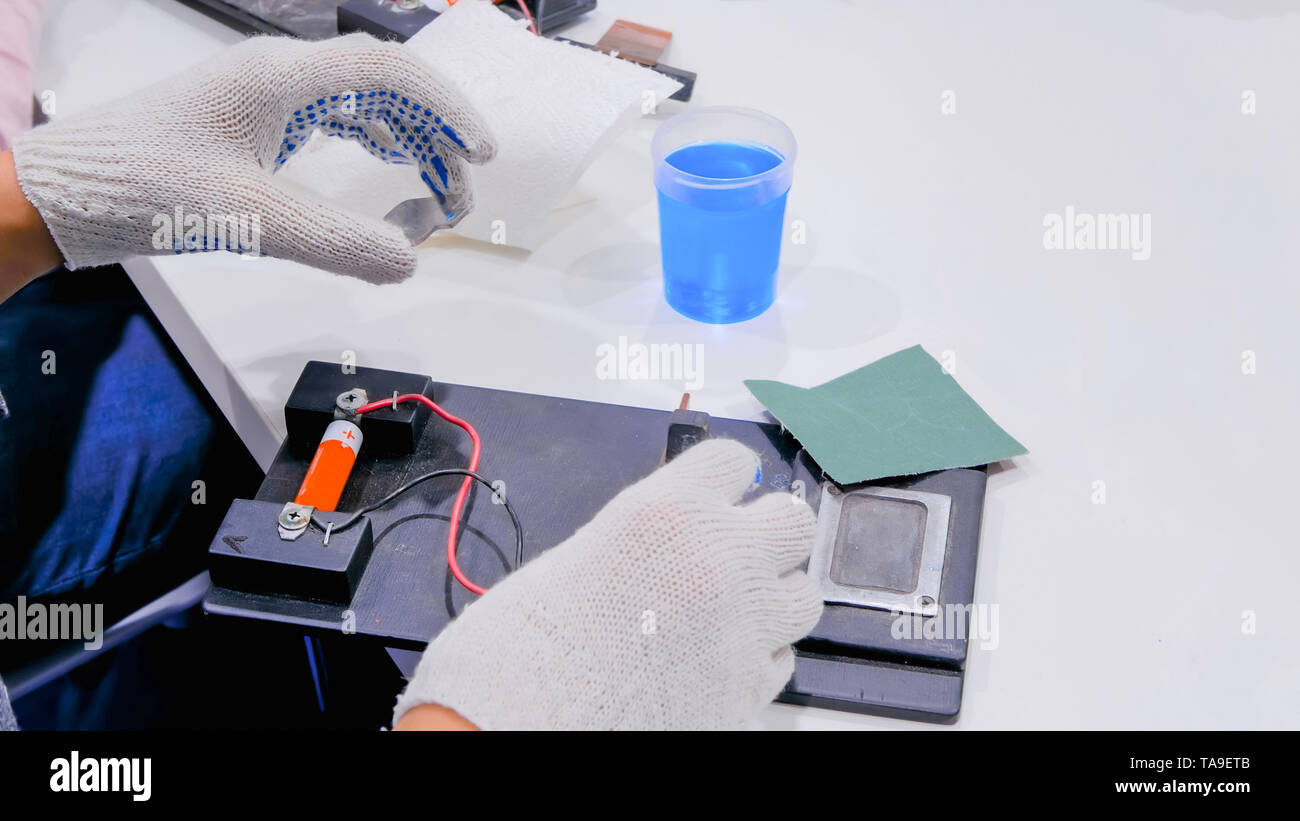 Assembly of electronic mechanical device Stock Photo Alamy