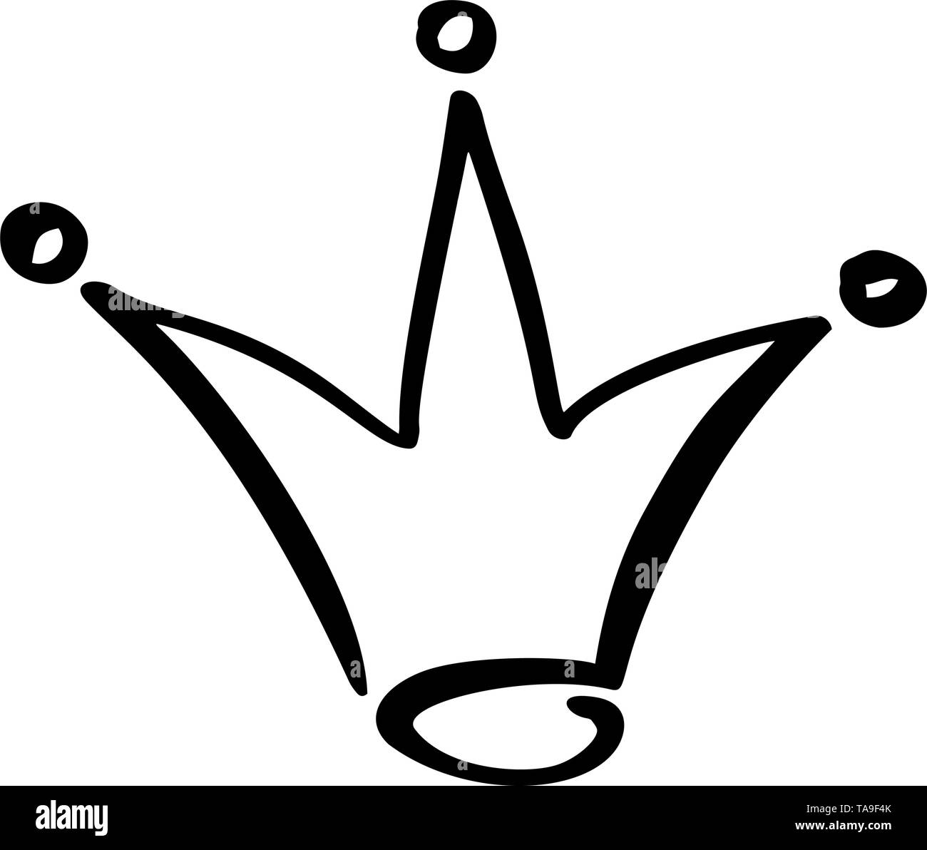 Hand Drawn Symbol Of A Stylized Crown Drawn With A Black Ink And Brush Vector Illustration Isolated On White Logo Design Grunge Brush Stroke Stock Vector Image Art Alamy