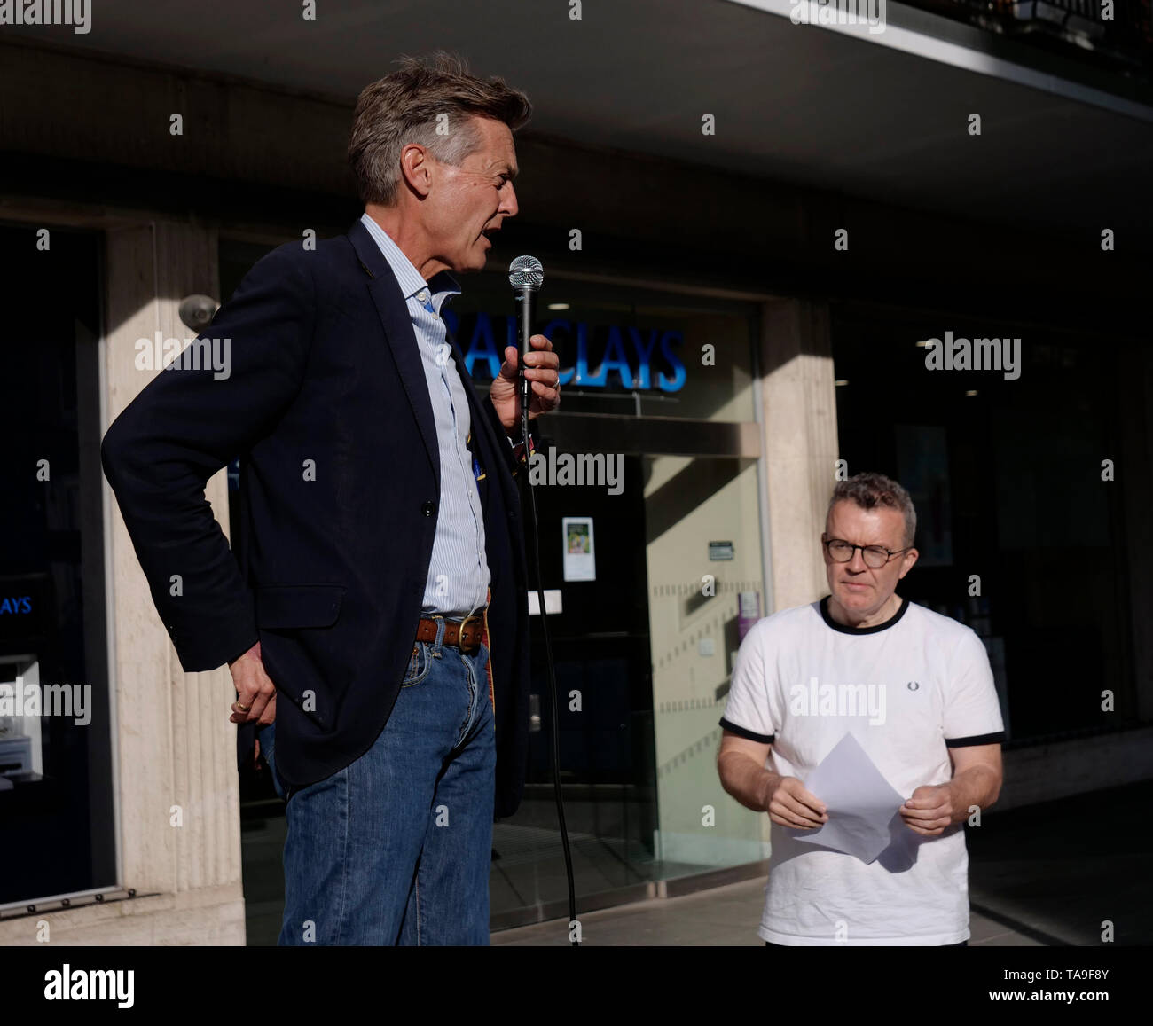 Exeter, UK. 22nd May, 2019. Labour Party rally in Bedford Street and Hustings at Exeter Cathedral. Ben Bradshaw MP and Tom Watson MP. Credit: Anthony Collins/Alamy Live News Stock Photo