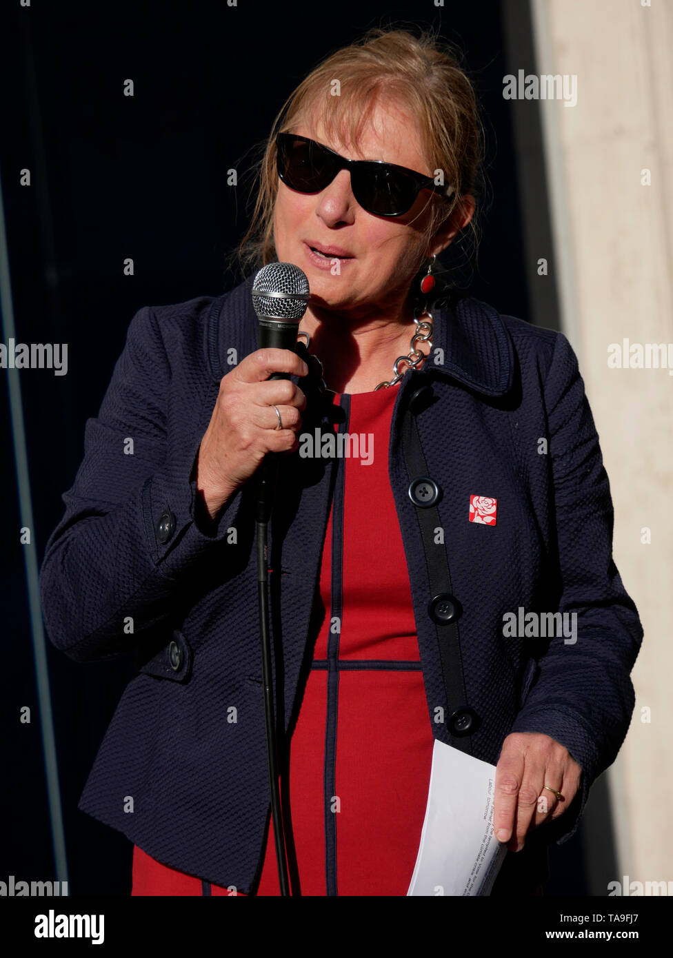 Exeter, UK. 22nd May, 2019. Labour Party rally in Bedford Street. Councillor Yvonne Atkinson Labour MEP candidate. Credit: Anthony Collins/Alamy Live News Stock Photo
