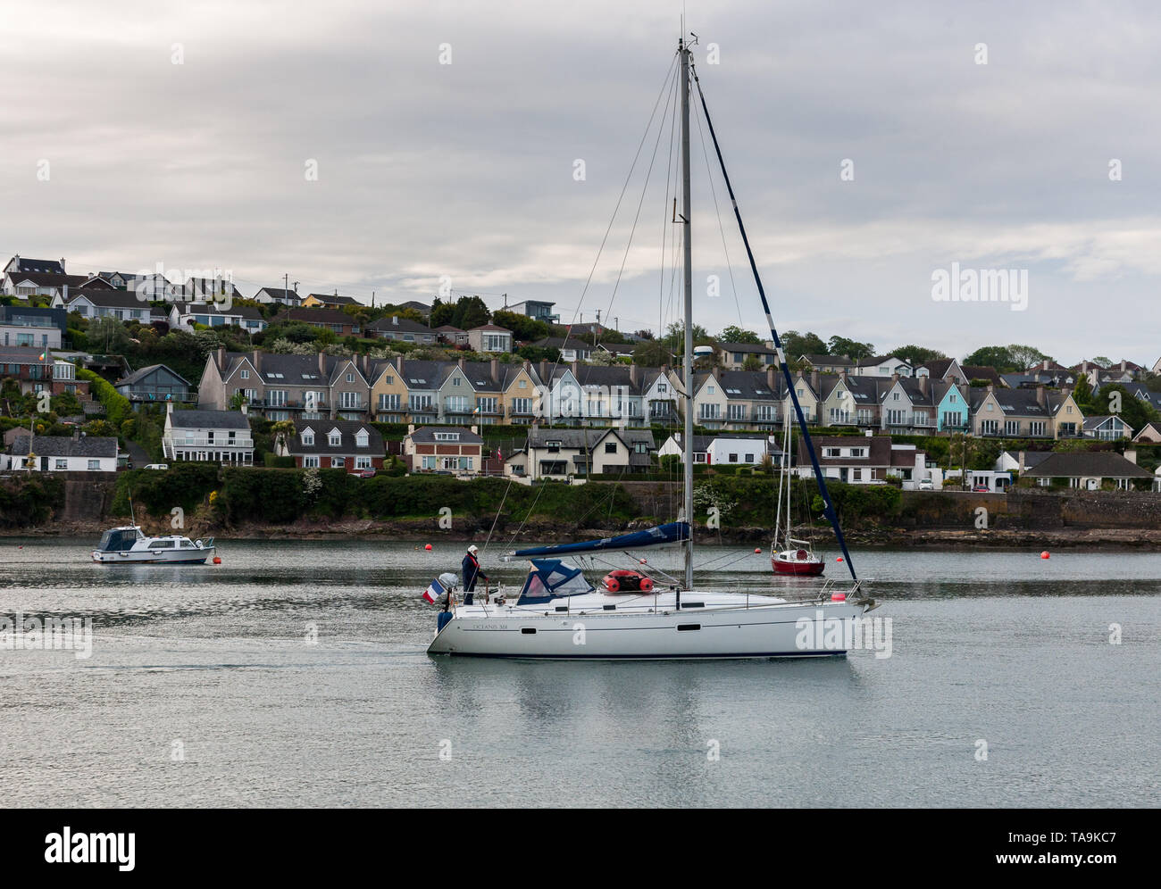 Crosshaven, Cork, Ireland. 23rd May, 2019. French yacht Agapanthes, arrives in Cork Harbour on a cloudy morning for a visit to Crosshaven, Co. Cork, Ireland.Credit; David Creedon / Alamy Live News Stock Photo