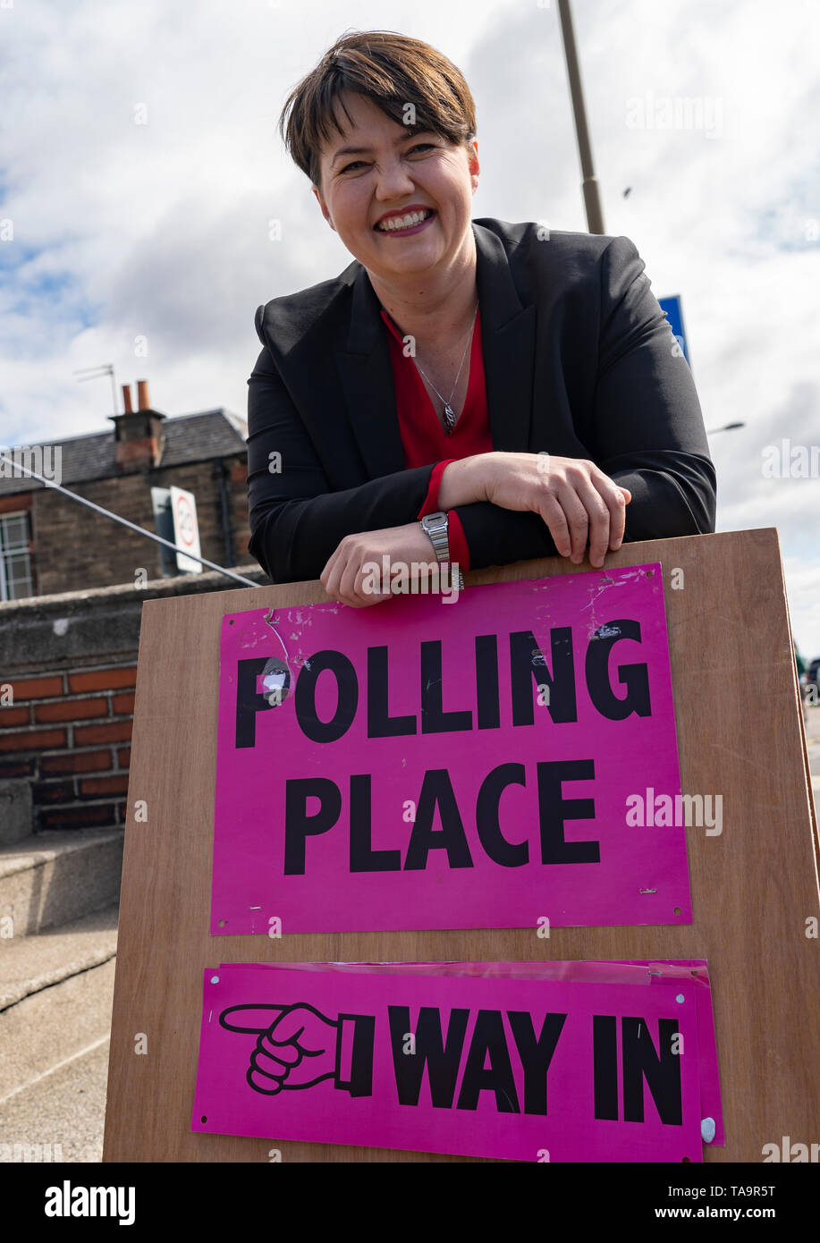 Edinburgh, Scotland, UK. 23rd May, 2019. Scottish Conservative leader Ruth Davidson MSP casts her vote in the European Elections at Wilson Memorial Church in Edinburgh, Scotland. Credit: Iain Masterton/Alamy Live News Stock Photo