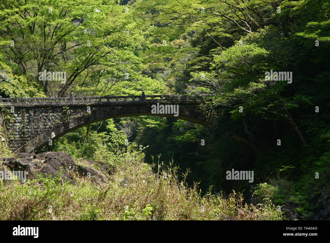 hiking view of bridge at Takachiho gorge in Miyazaki prefecture Japan Stock Photo