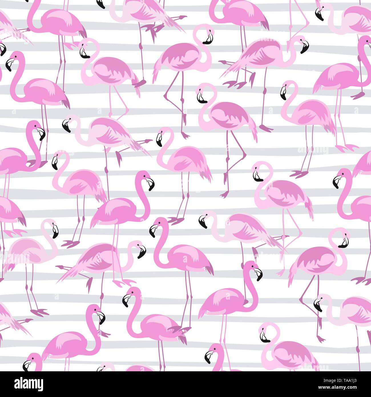 Tropical seamless pattern with bright tropical bird pink flamingo on ...