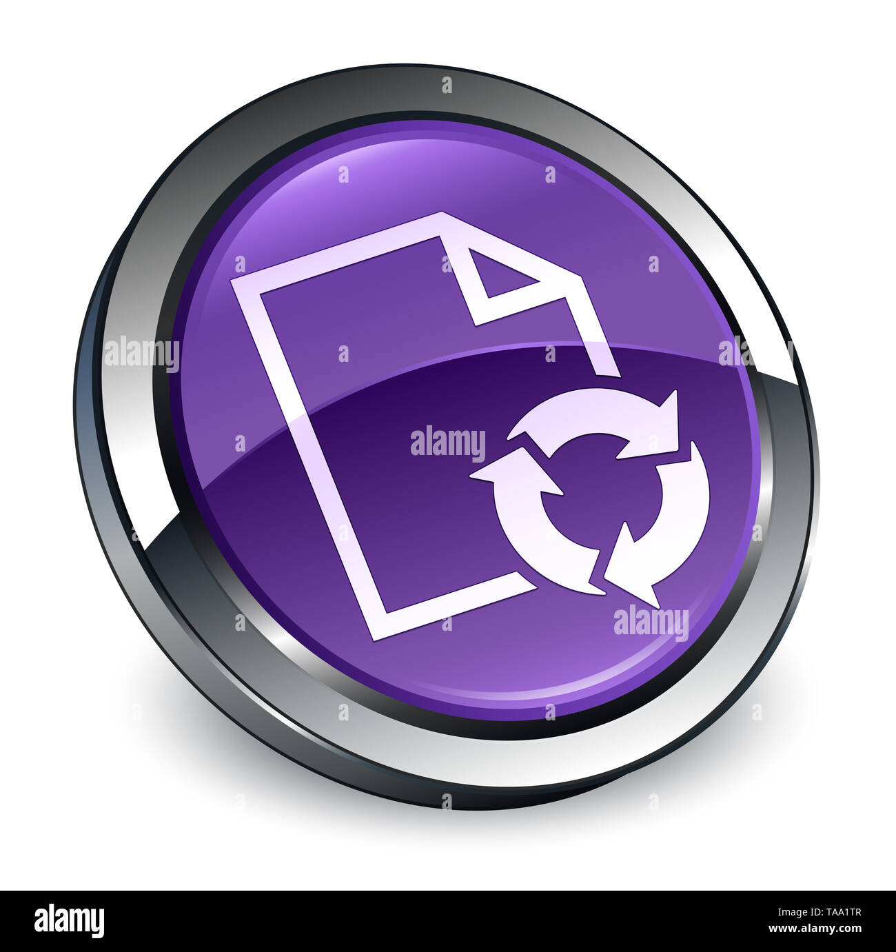 Document process icon isolated on 3d purple round button abstract ...