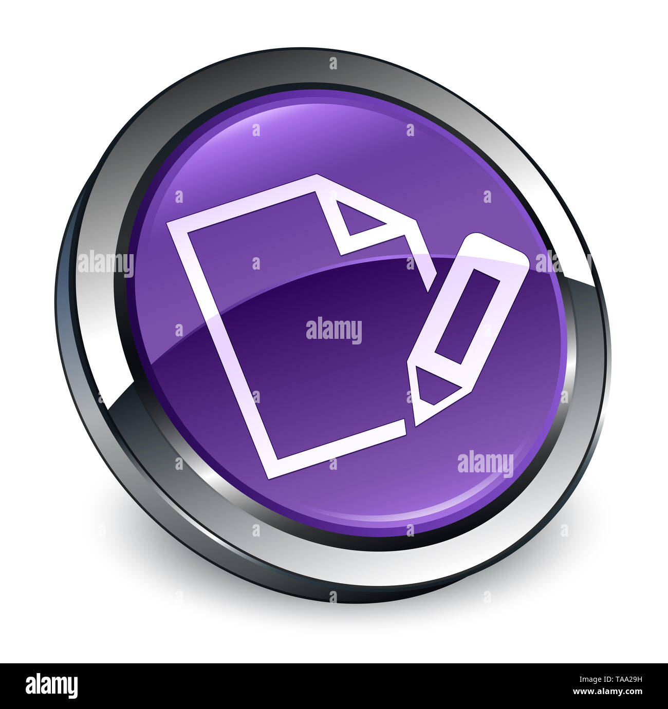 Edit document icon isolated on 3d purple round button abstract ...