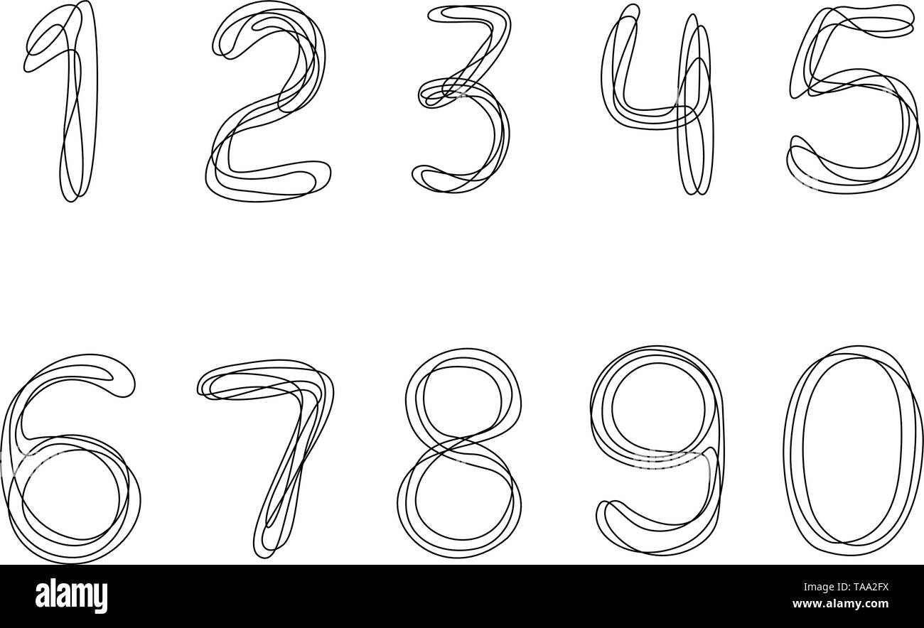 Continuous One Line Drawing Numbers From 0 To 9 Stock Vector Image Continuous One Line Drawing Numbers From 0 To 9 Stock Vector Image