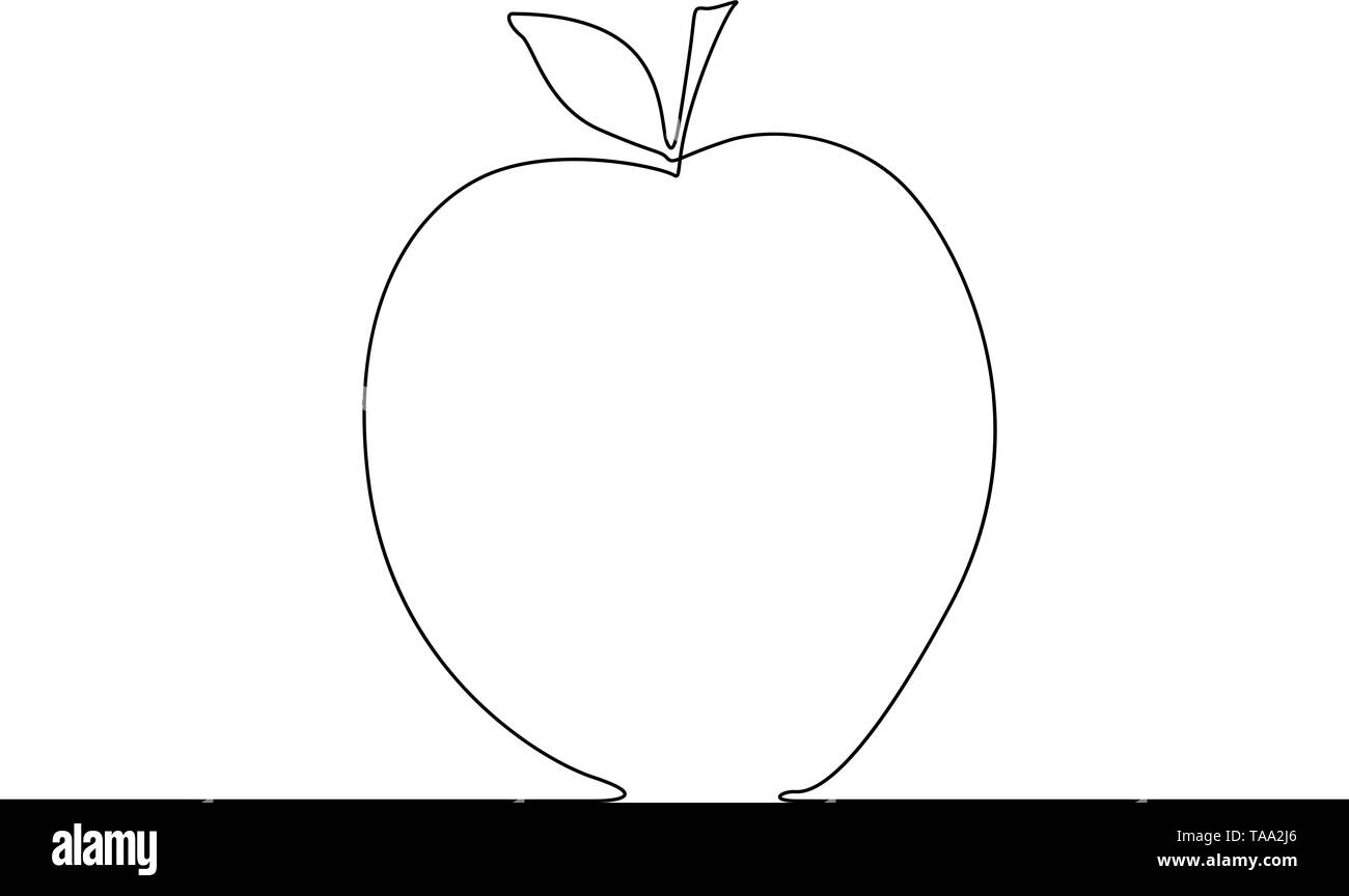 Continuous line apple on white background. Vector illustration Stock ...