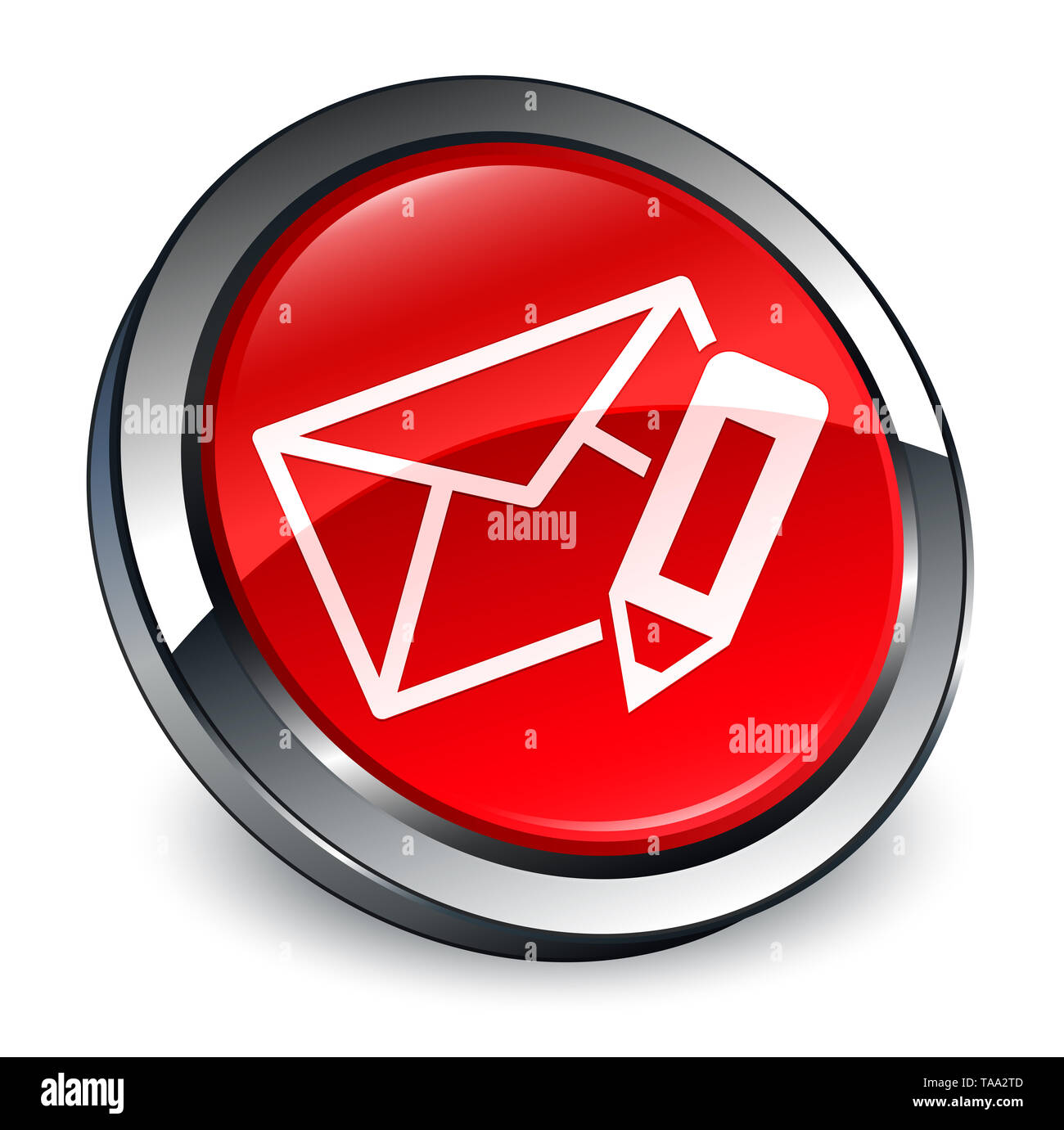 Edit email icon isolated on 3d red round button abstract illustration ...