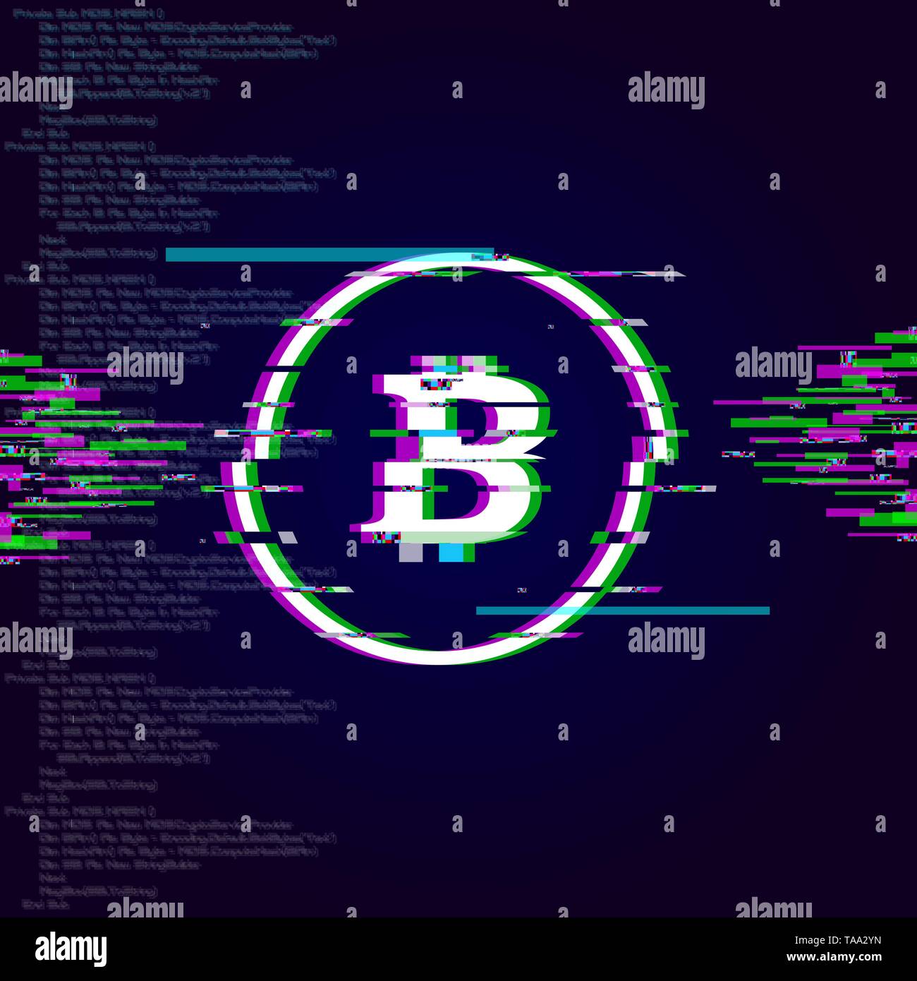 Glitch Bitcoin sign,crypto currency glitch effect Stock Vector Image & Art  - Alamy
