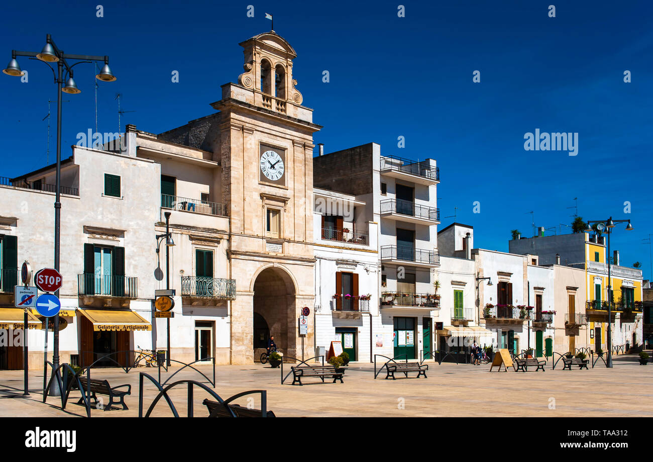 Sammichele, Italy - 25 May 2016: the main square of Sammichele a small town a few kilometers from Bari. The town is famous for the production of a par Stock Photo