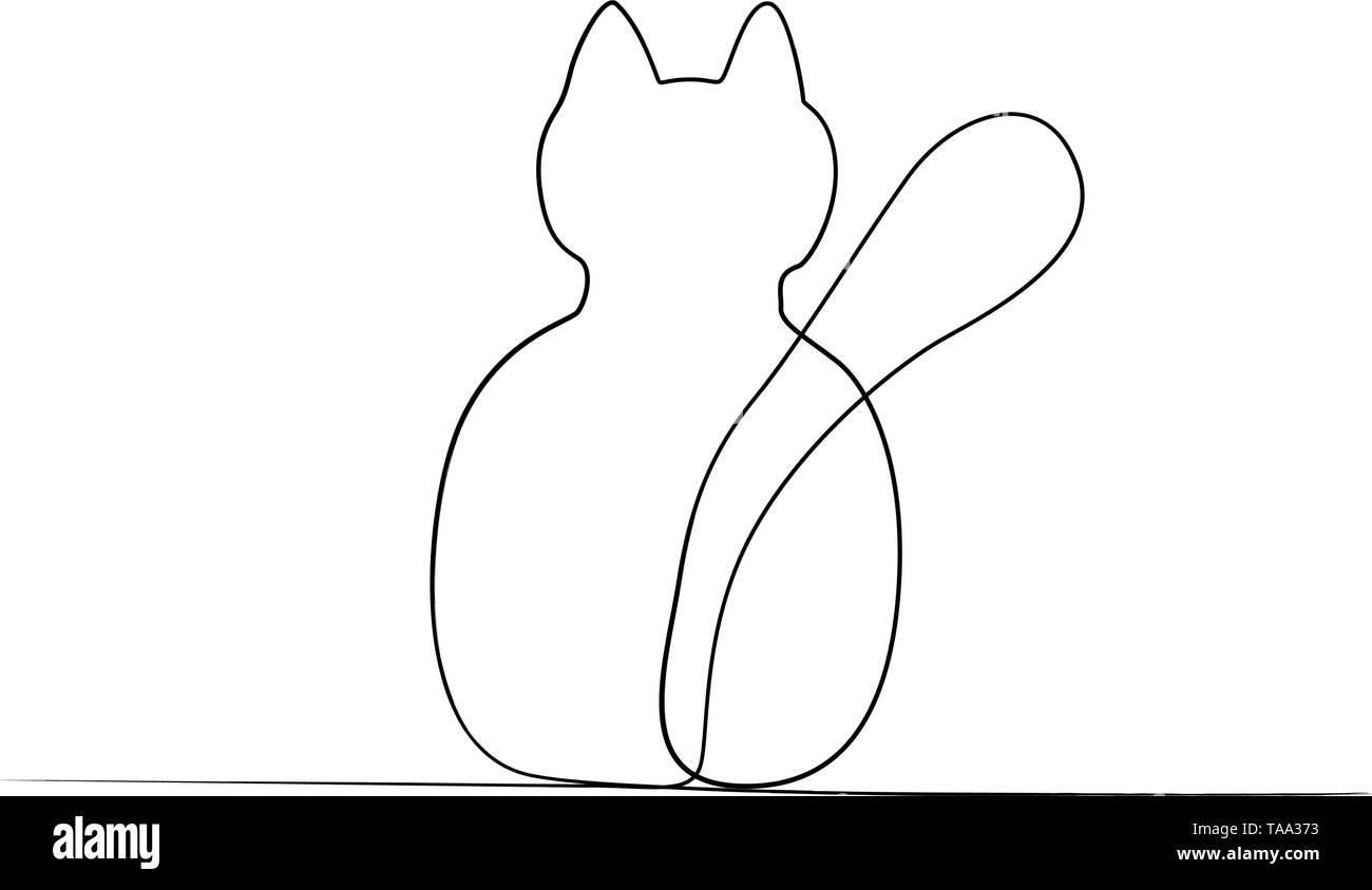cat side view sitting drawing