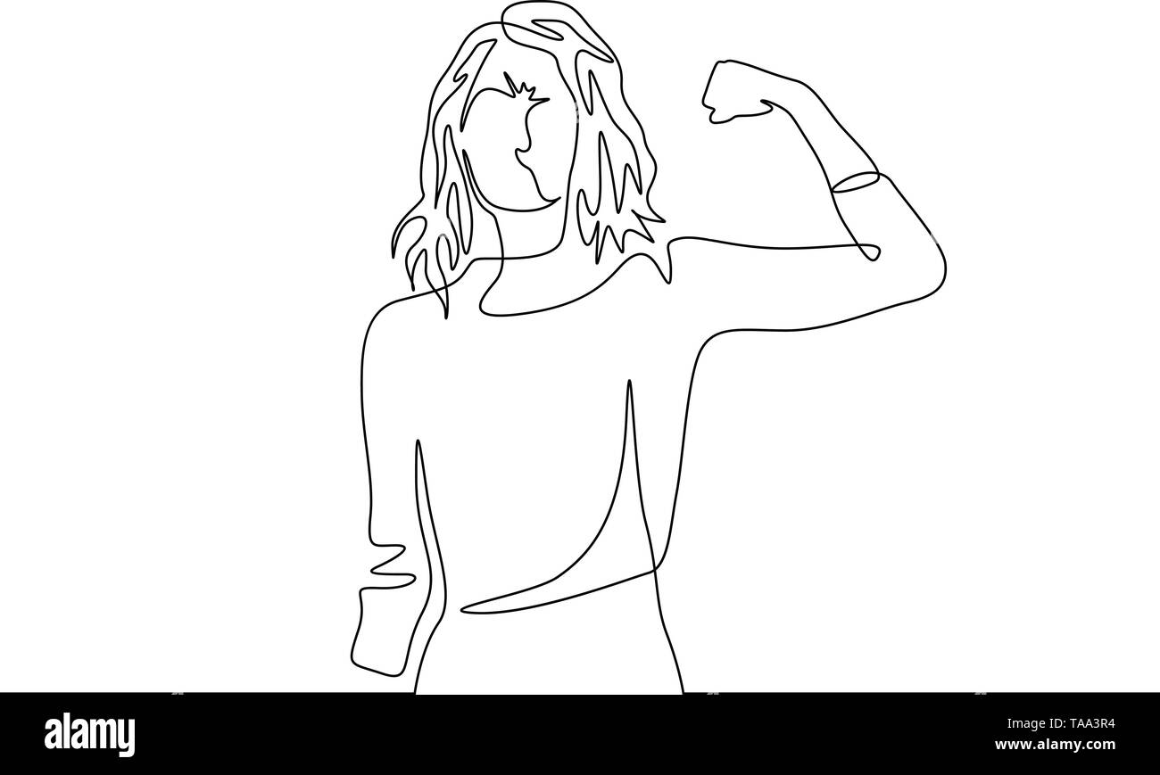 Continuous one line drawing long hair girl power pose Stock Vector Image &  Art - Alamy