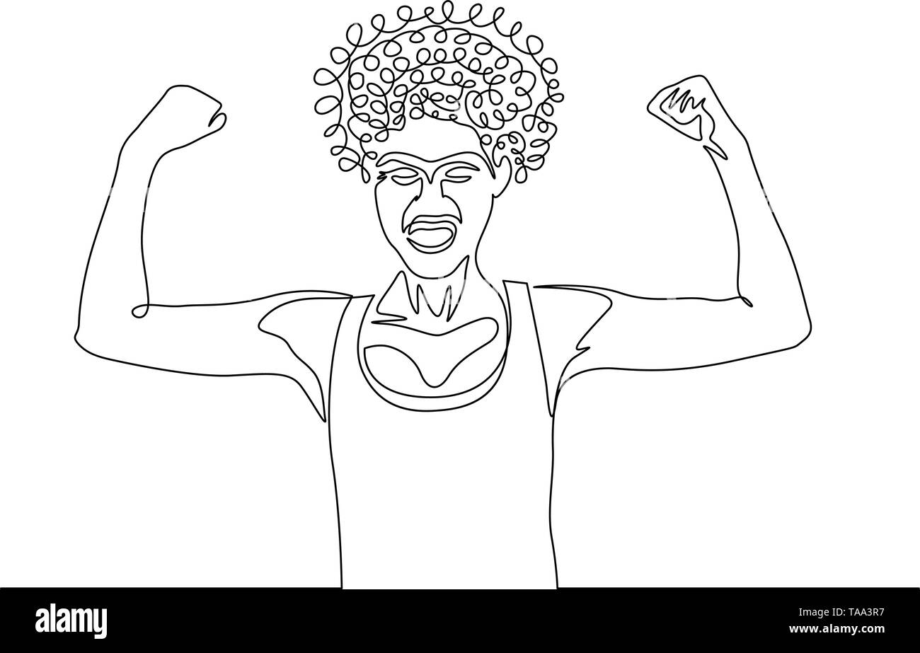Strong Woman Continuous One Line Drawing Continuous One Line Drawing Long  Hair Girl Power Pose Stock Illustration  Illustration of feminist  revolution 186386417