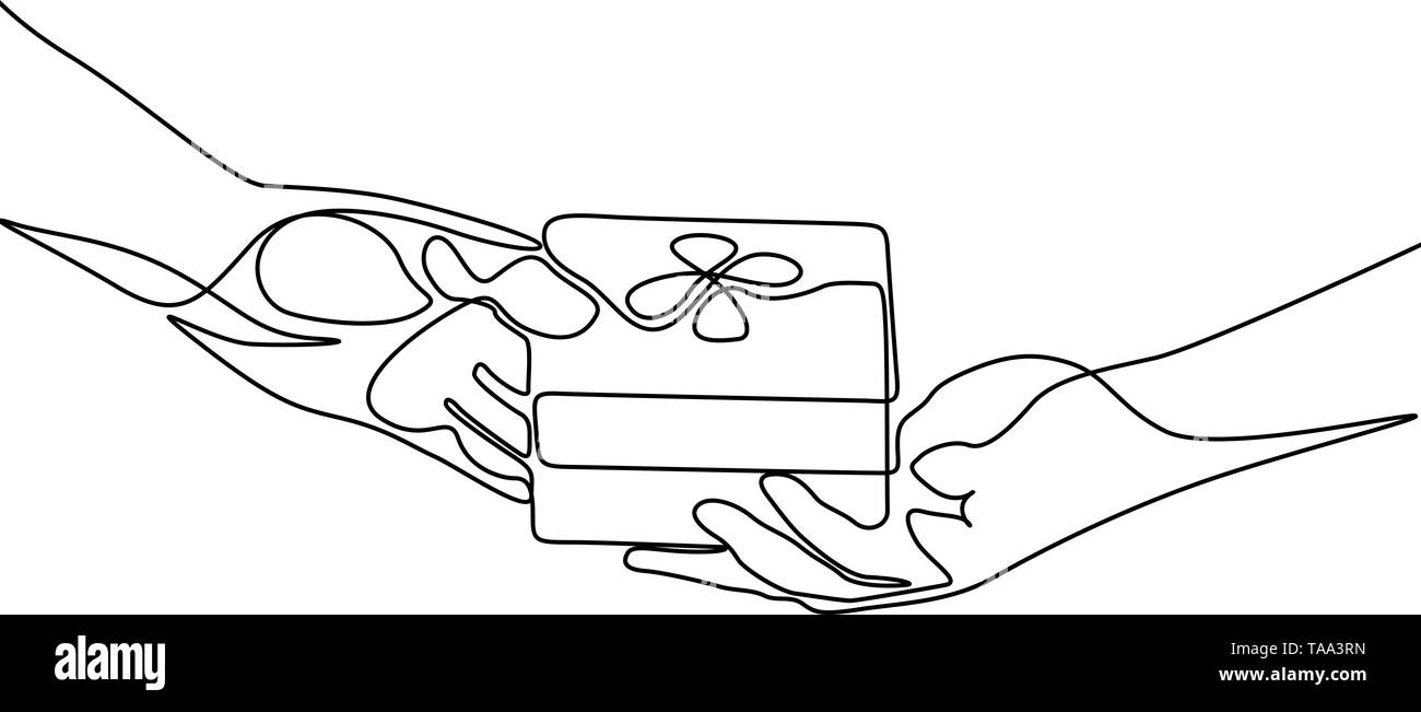 Continuous one line give a gift. Vector illustration Stock Vector Image ...