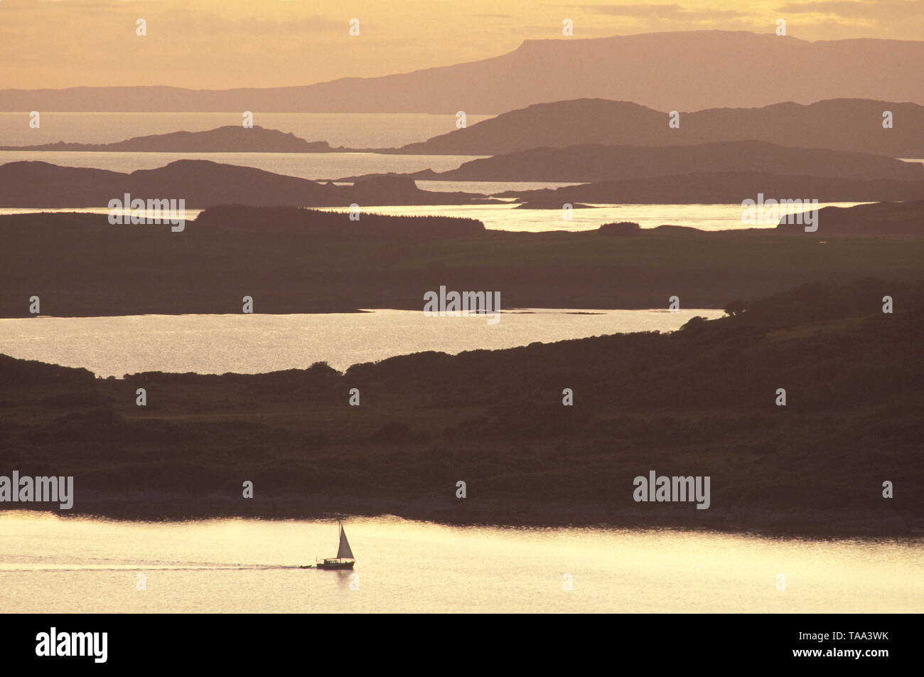 Argyll islands at Dusk from Ardfern Stock Photo