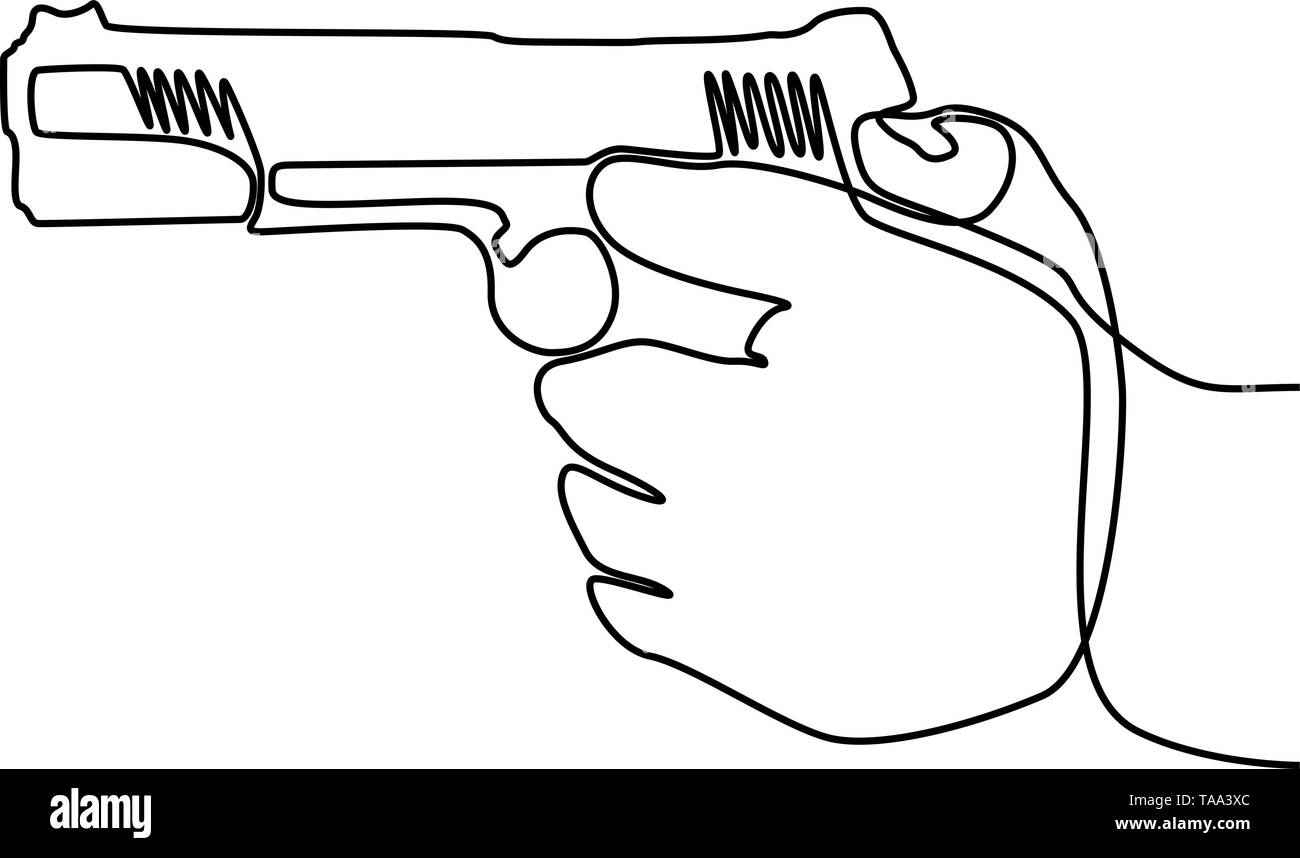 Continuous one line hand holding the gun. Vector Stock Vector Image ...