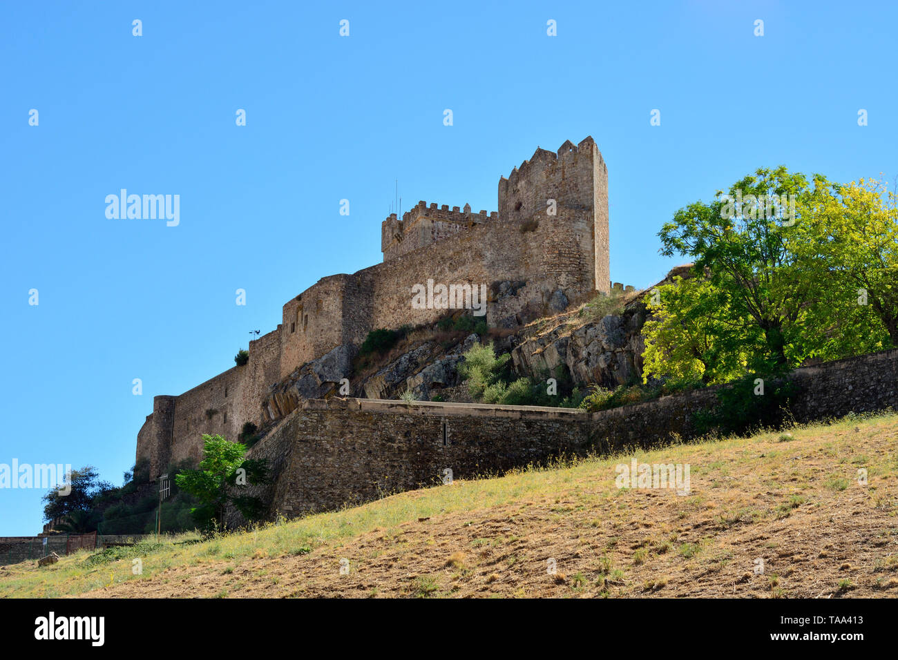 The medieval castle of Albuquerque (Luna Castle) dating back to the 13th century. Albuquerque, Spain Stock Photo