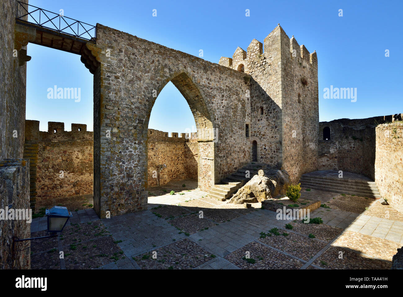 The medieval castle of Albuquerque (Luna Castle) dating back to the 13th century. Albuquerque, Spain Stock Photo