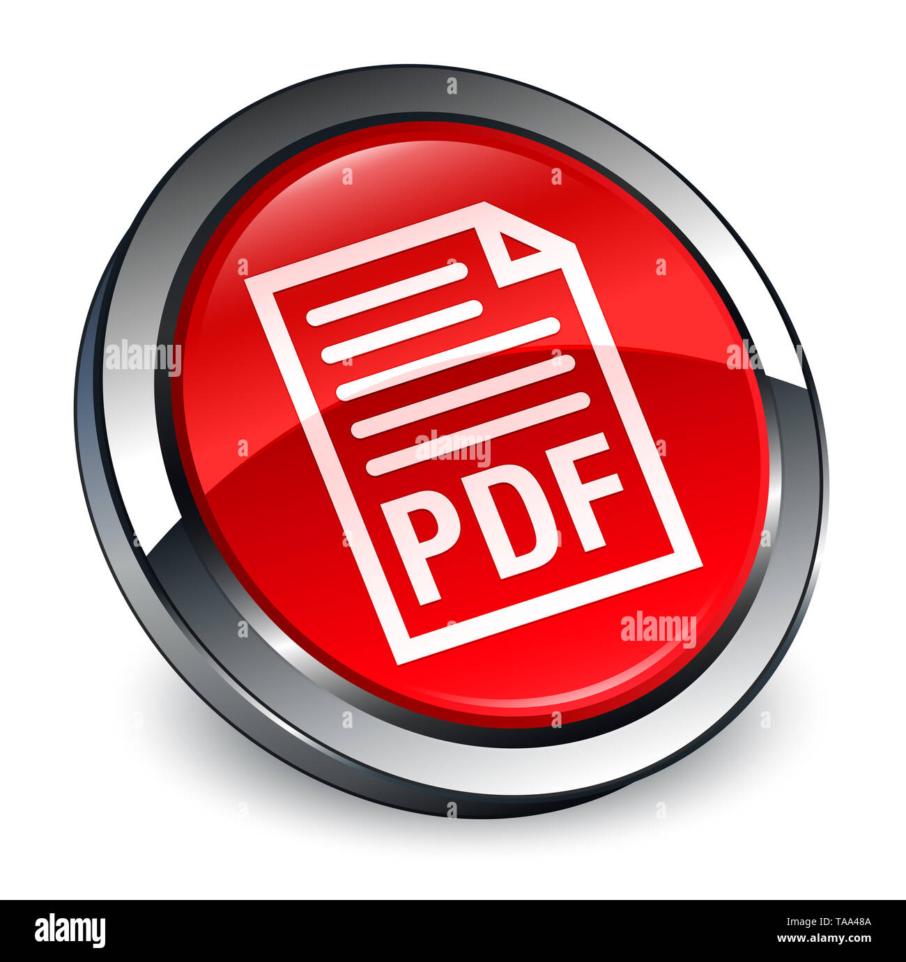 PDF document icon isolated on 3d red round button abstract illustration Stock Photo