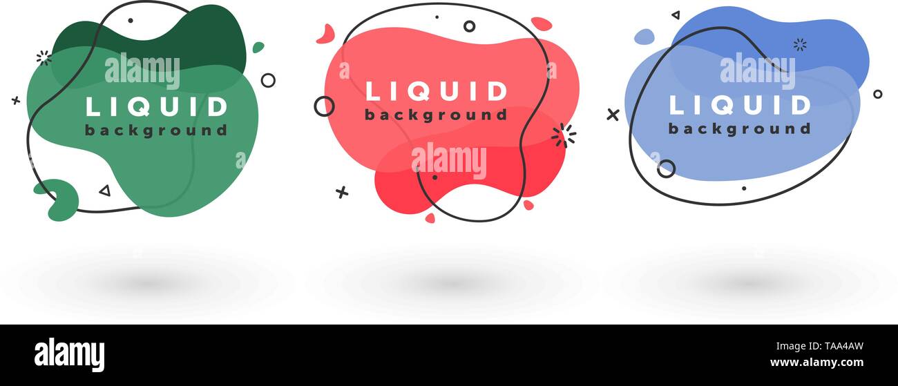 Set of liquid abstract geometric shapes. Fluid flat elements for social ...