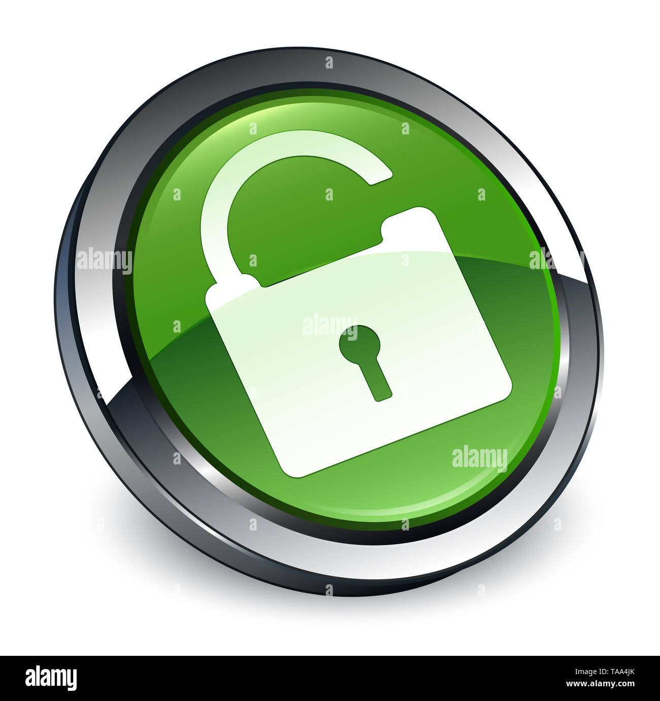 Unlock icon isolated on 3d soft green round button abstract ...