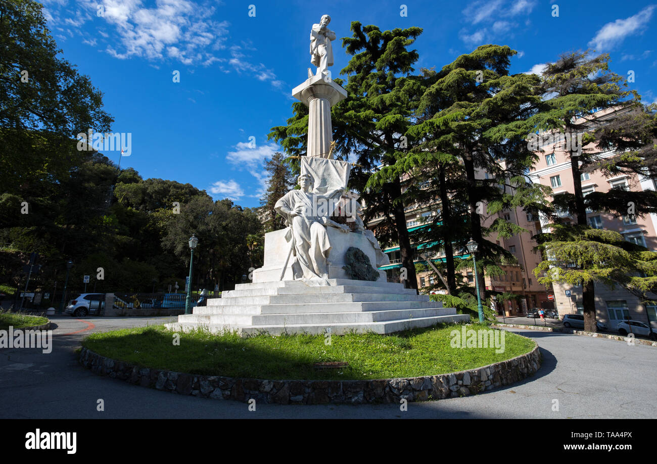GENOA, ITALY, APRIL 29, 2019 - Giuseppe Mazzini monument near Corvetto Square in Genoa, Italy Stock Photo
