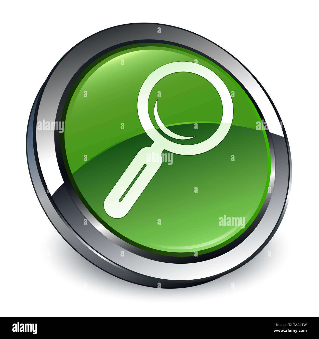 Magnifying glass icon isolated on 3d soft green round button abstract ...