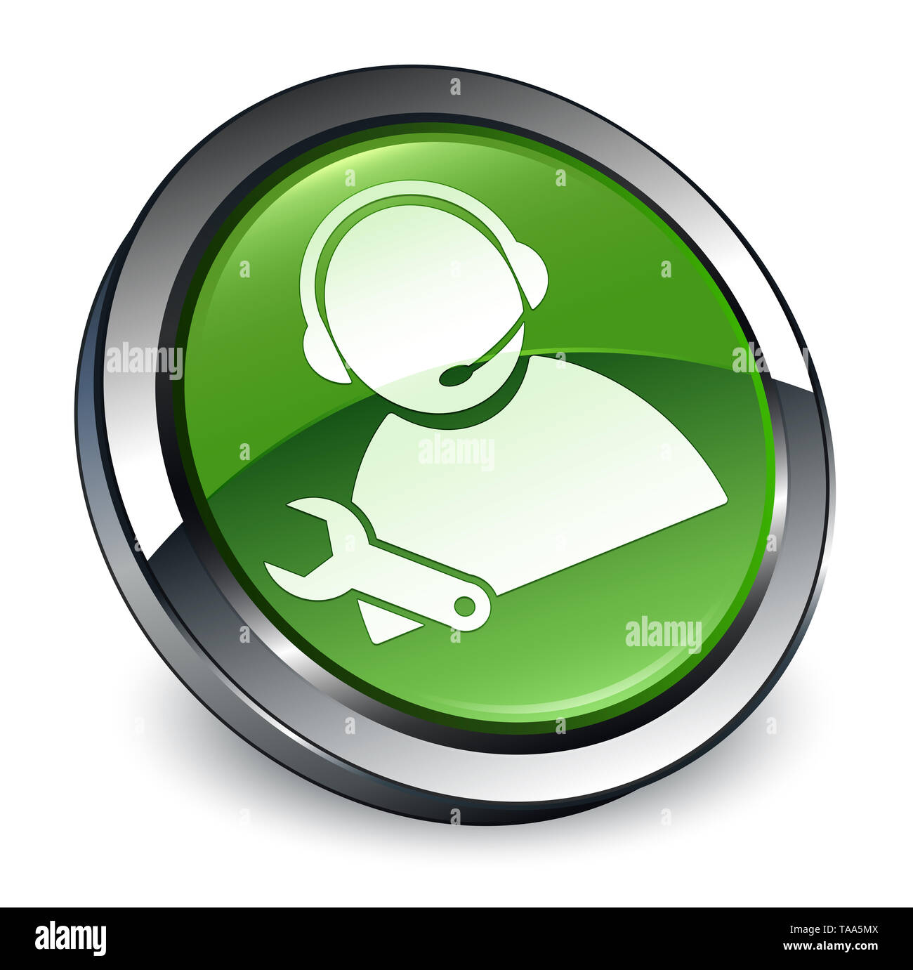 Tech support icon isolated on 3d soft green round button abstract ...