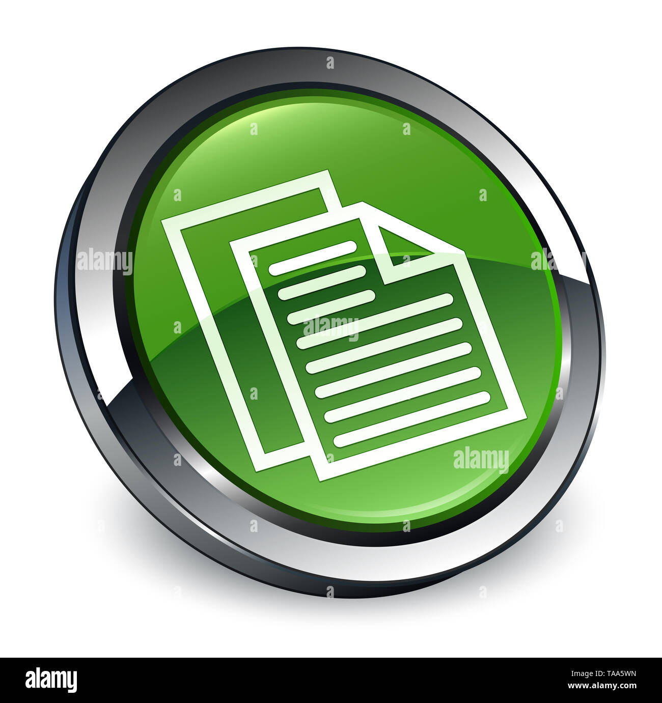 Document pages icon isolated on 3d soft green round button abstract ...