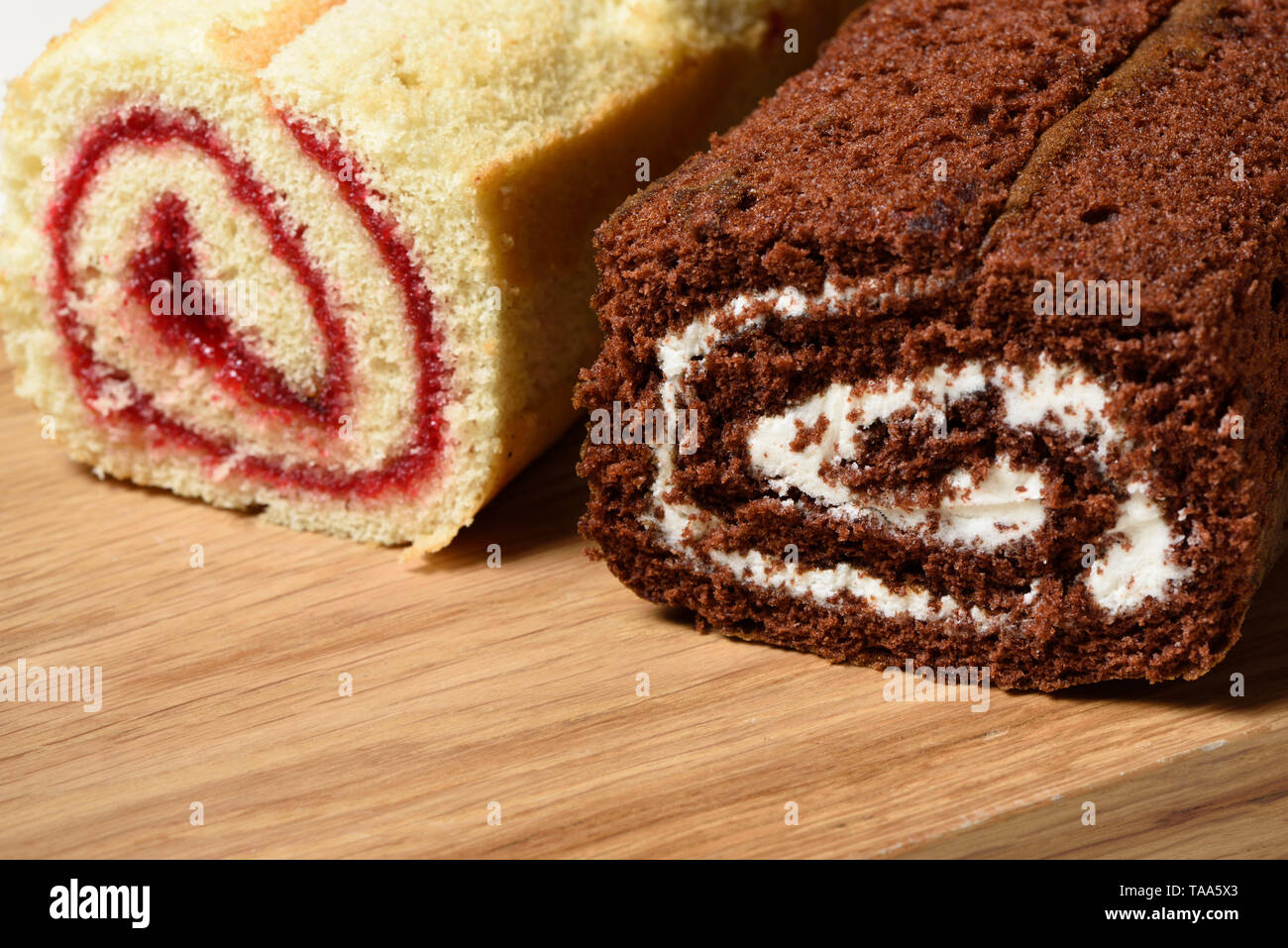 Swiss roll, jelly roll, roll cake, cream roll, sponge cake filled with