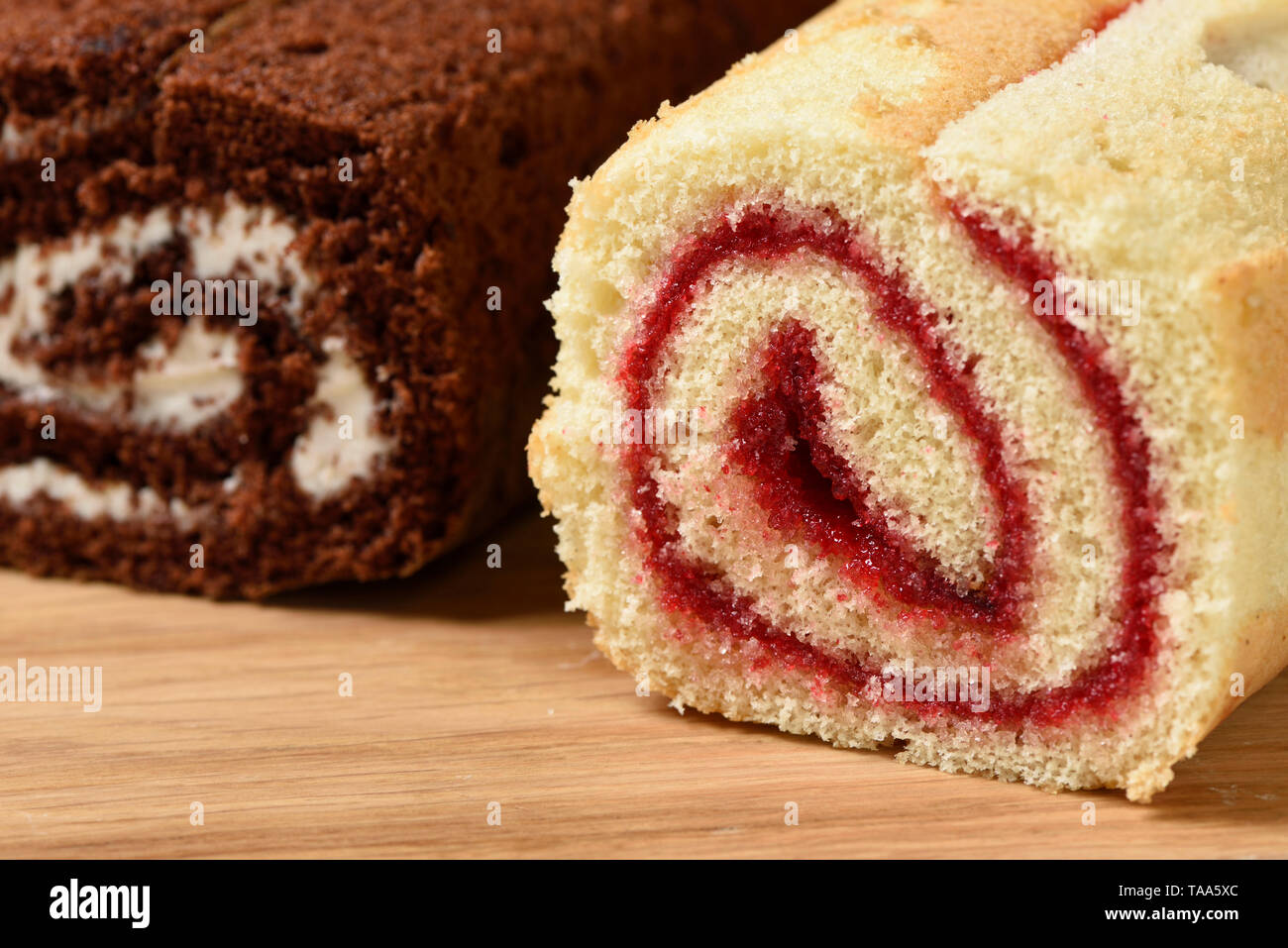 Swiss roll, jelly roll, roll cake, cream roll, sponge cake filled with