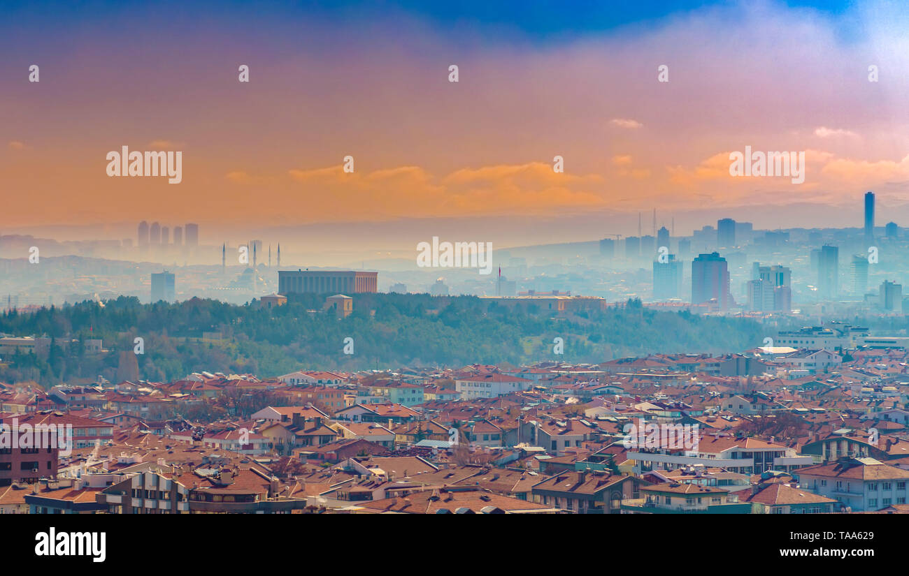 Ankara/Turkey-February 17 2019: Panoramic Ankara view with Emek and ...