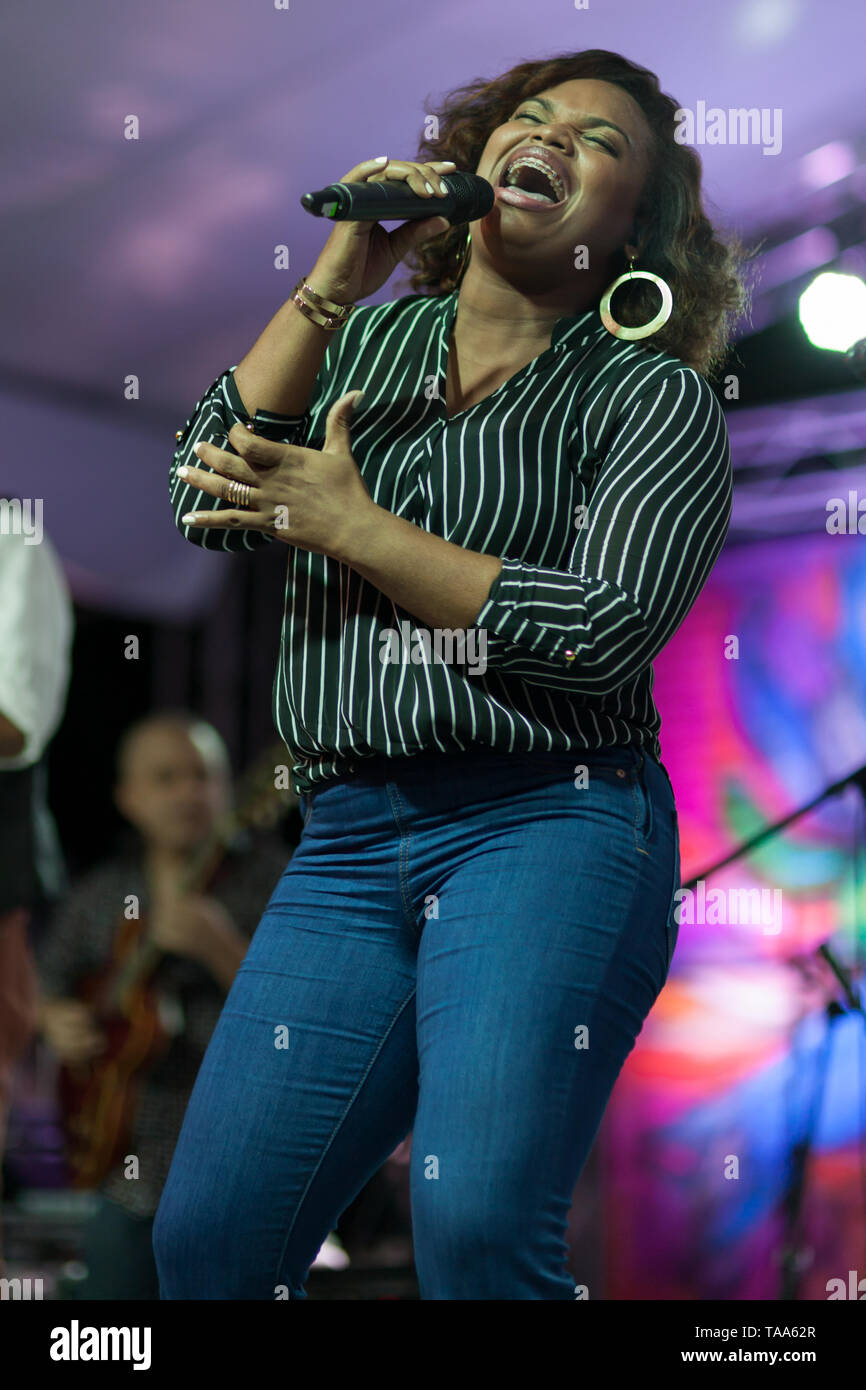 Nairoby Duarte performing at the Dominican Republic Jazz Festival in Cabarete. Stock Photo