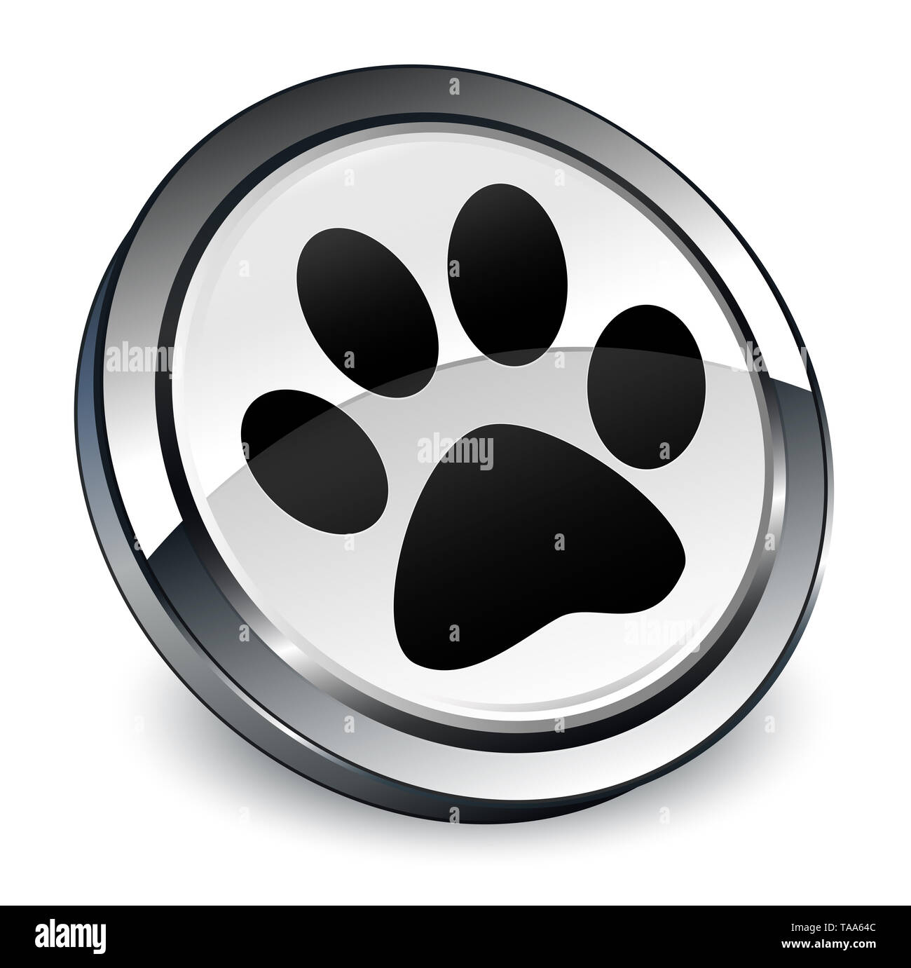 Animal footprint icon isolated on 3d white round button abstract illustration Stock Photo