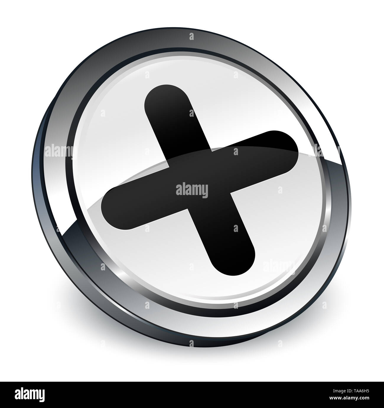 Plus icon isolated on 3d white round button abstract illustration Stock ...