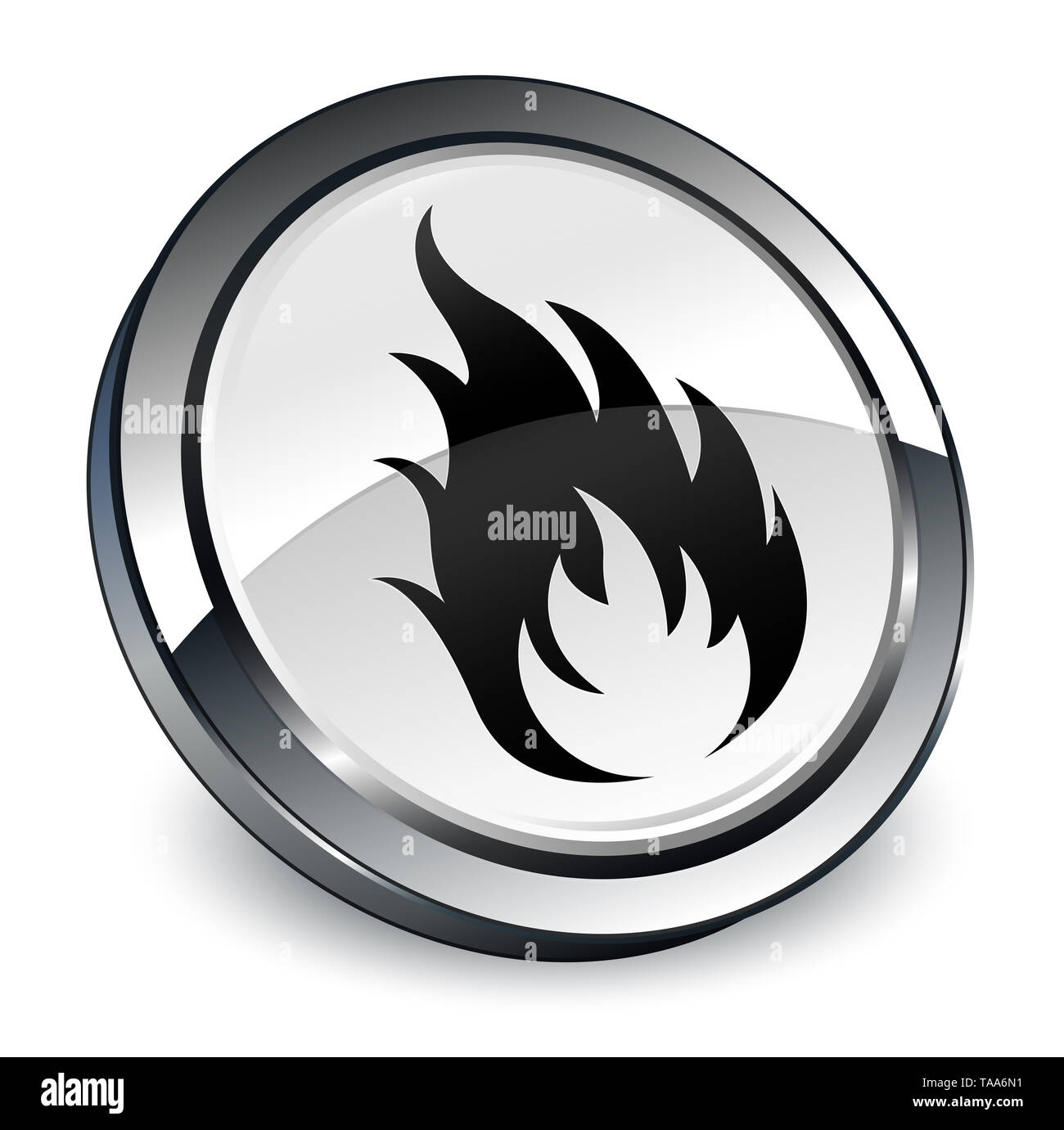 Fire icon isolated on 3d white round button abstract illustration Stock ...