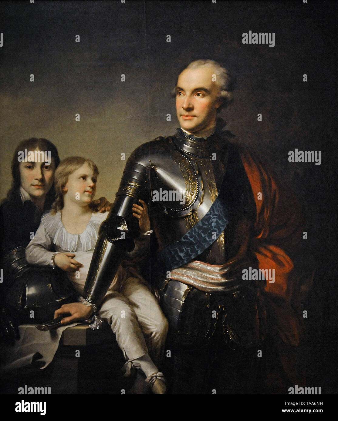 Giovanni Battista Lampi (1751-1830). Italian painter. Stanislaw Szczesny Potocki with his sons Stanislaw and Szczesny Jerzy, ca.1788-1790. National Museum. Warsaw. Poland. Stock Photo
