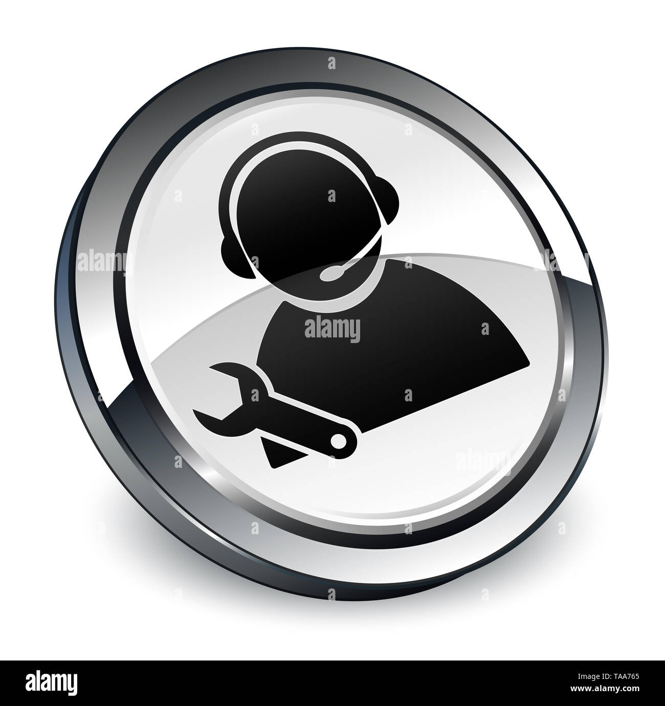 Tech support icon isolated on 3d white round button abstract ...