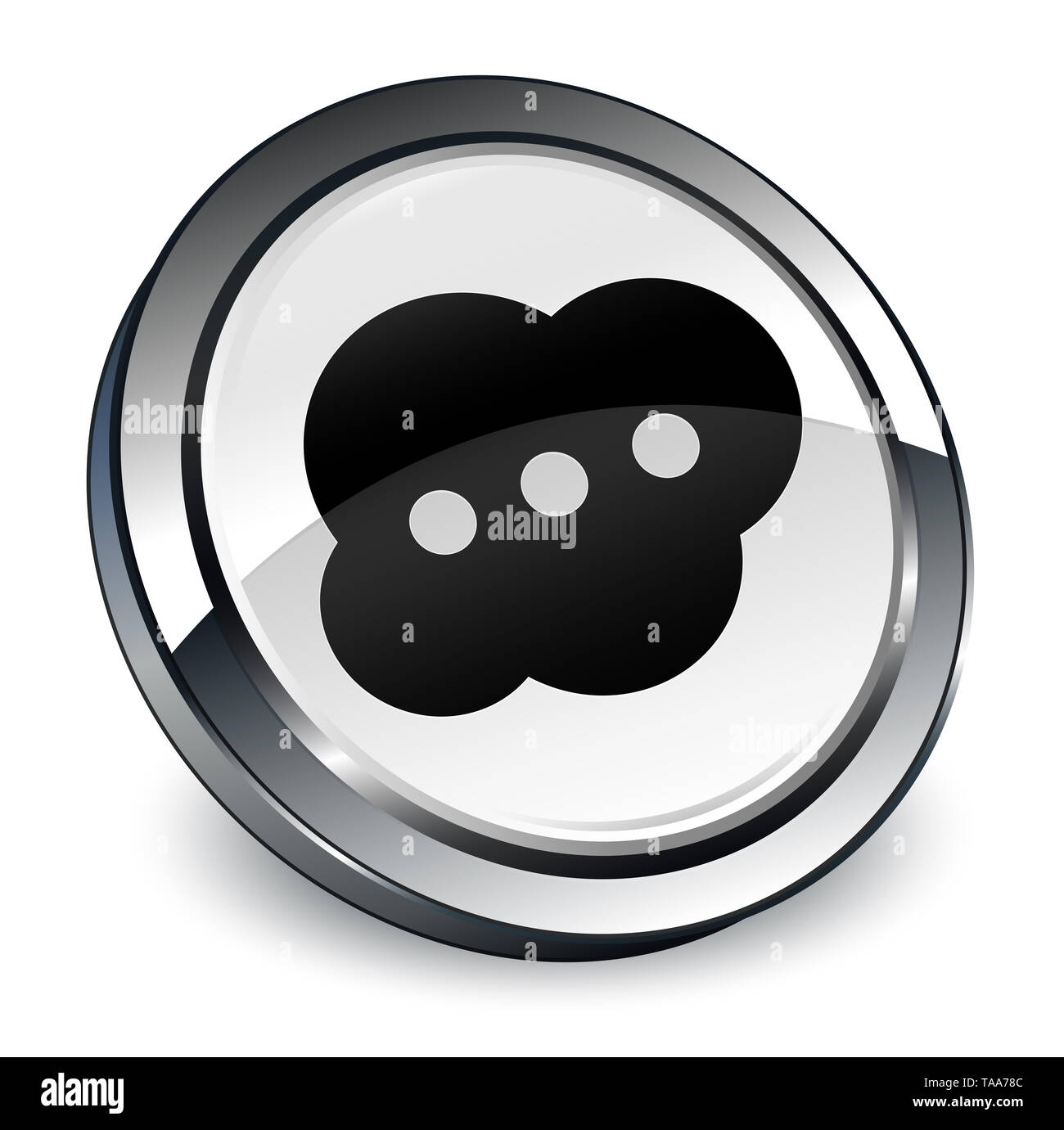 Brain icon isolated on 3d white round button abstract illustration ...
