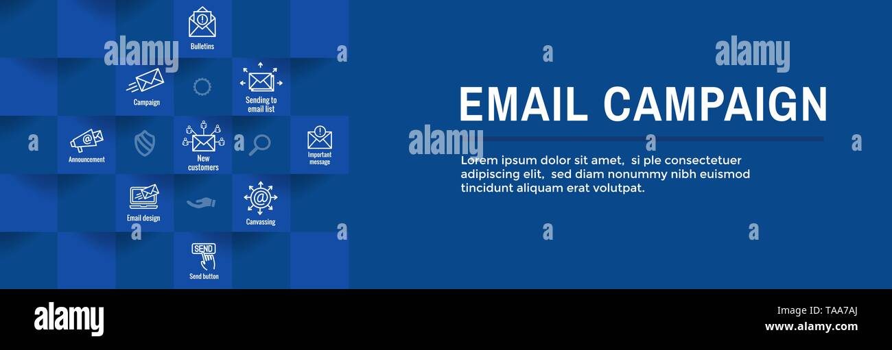 Email Marketing Campaigns Icon Set Web Header Banner Stock