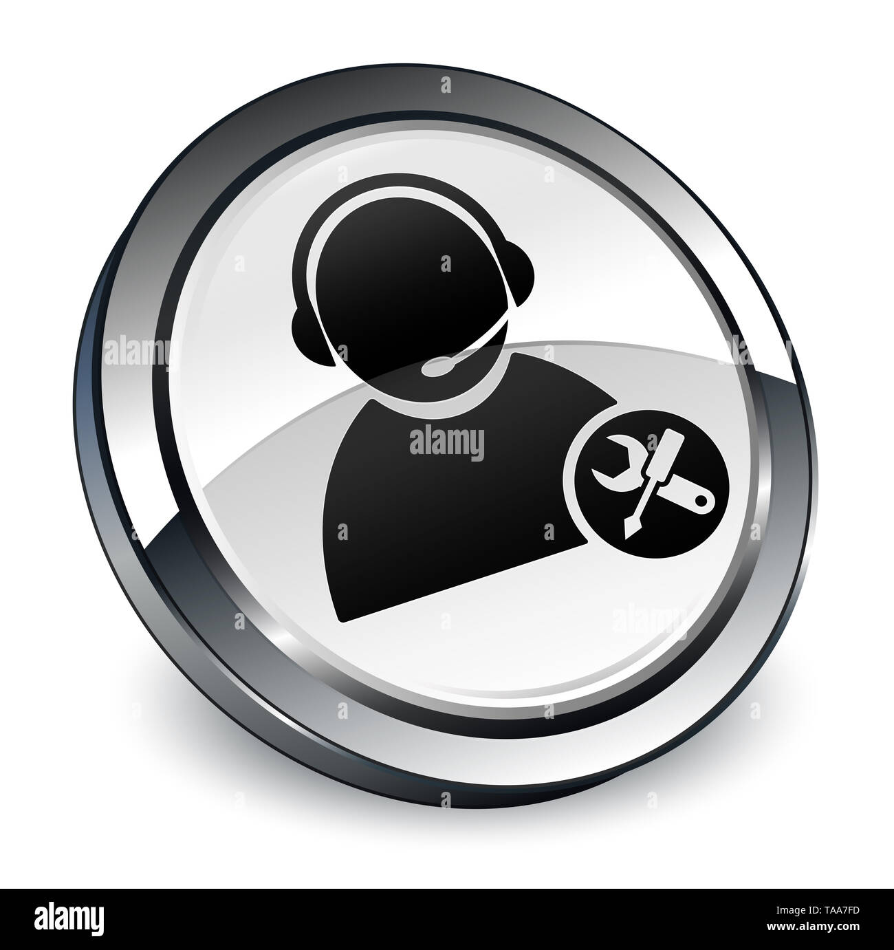 Tech support icon isolated on 3d white round button abstract ...