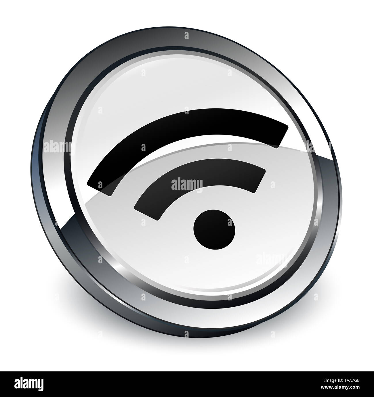 Wifi icon isolated on 3d white round button abstract illustration Stock ...